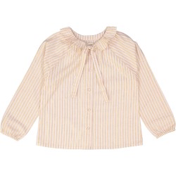 Girls Pink Stripes Gold Lurex Cotton Blouser