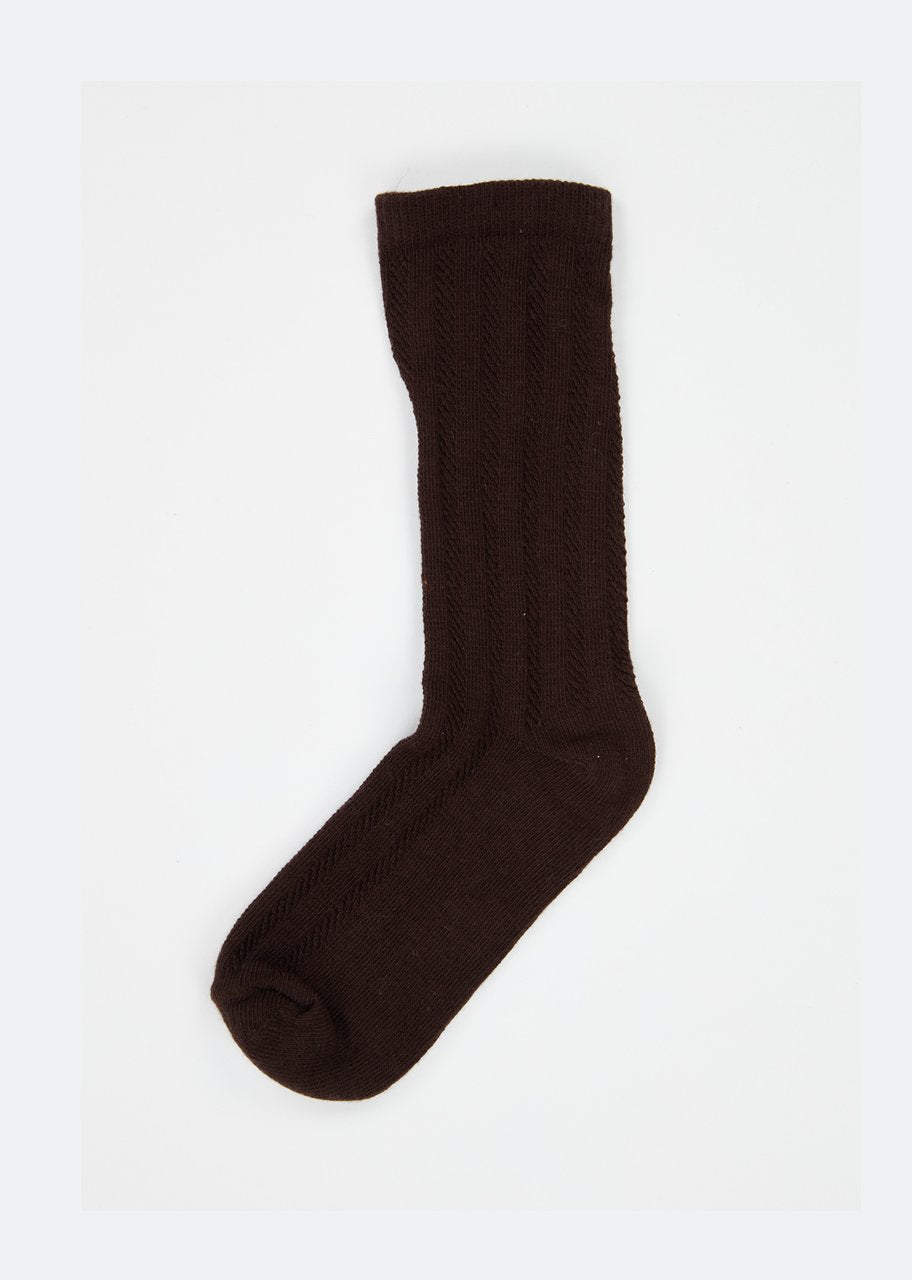 Boys & Girls Dark Brown Pointelle Ankle Socks