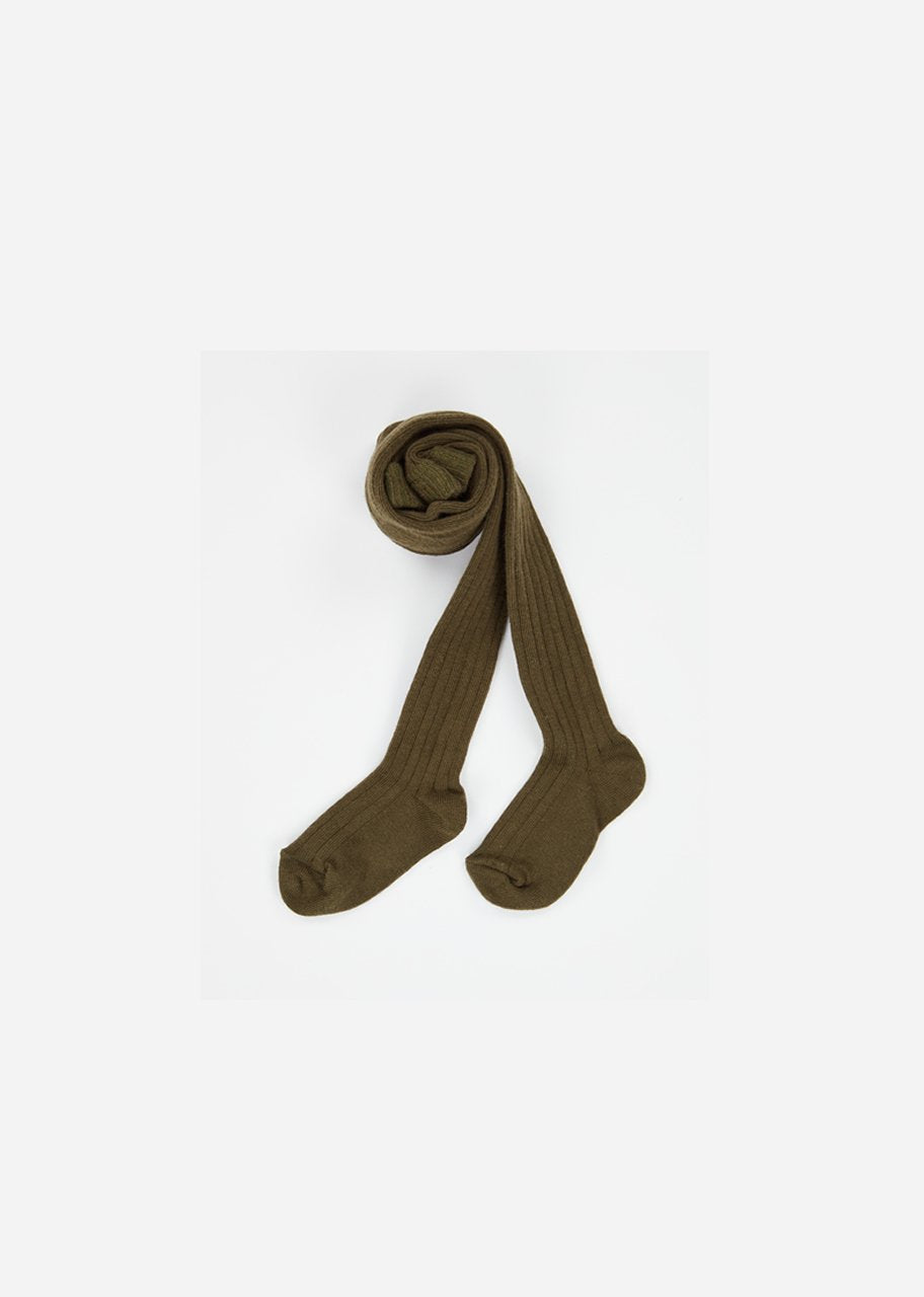 Girls Khaki Rib Tights