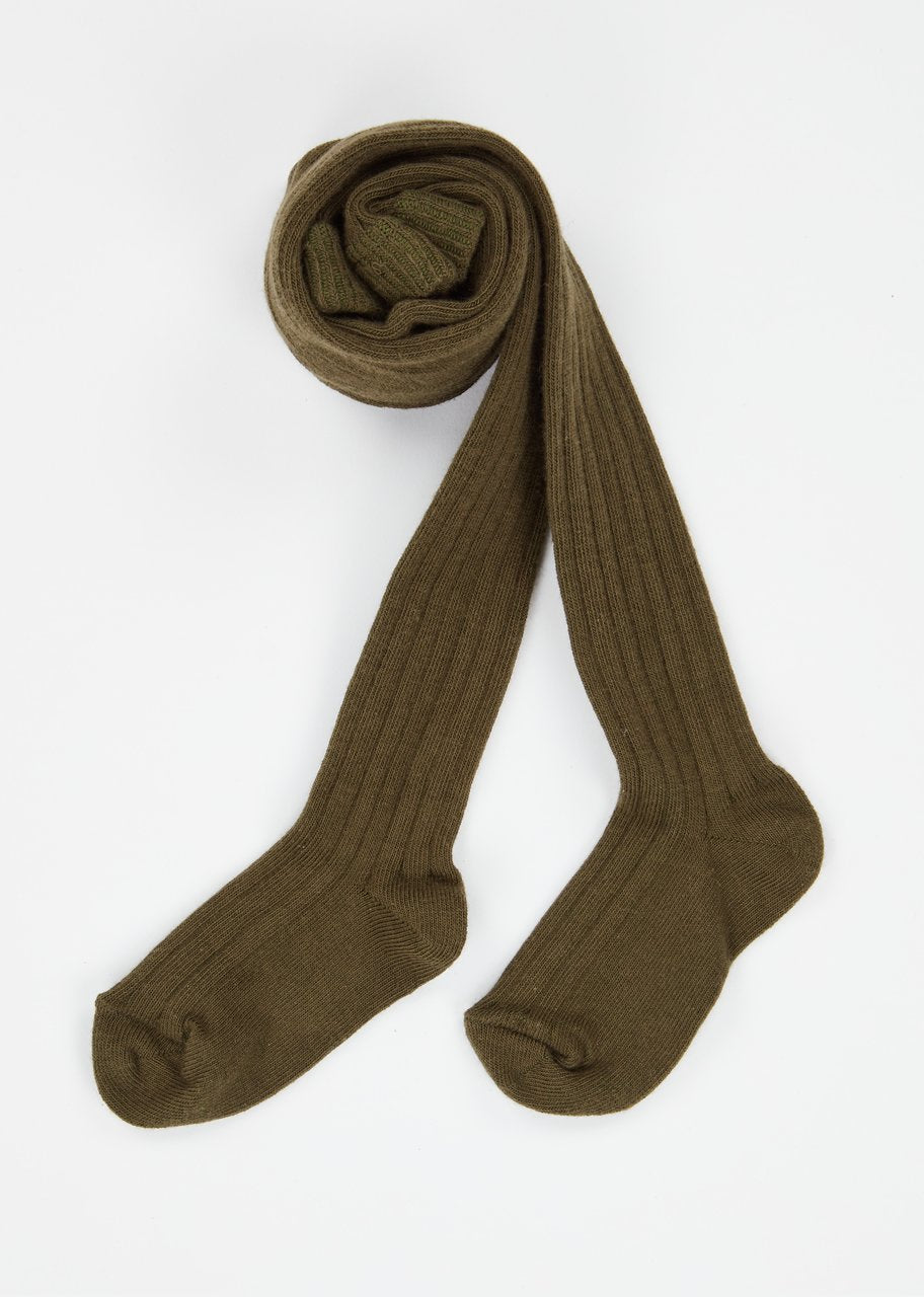Girls Khaki Rib Tights