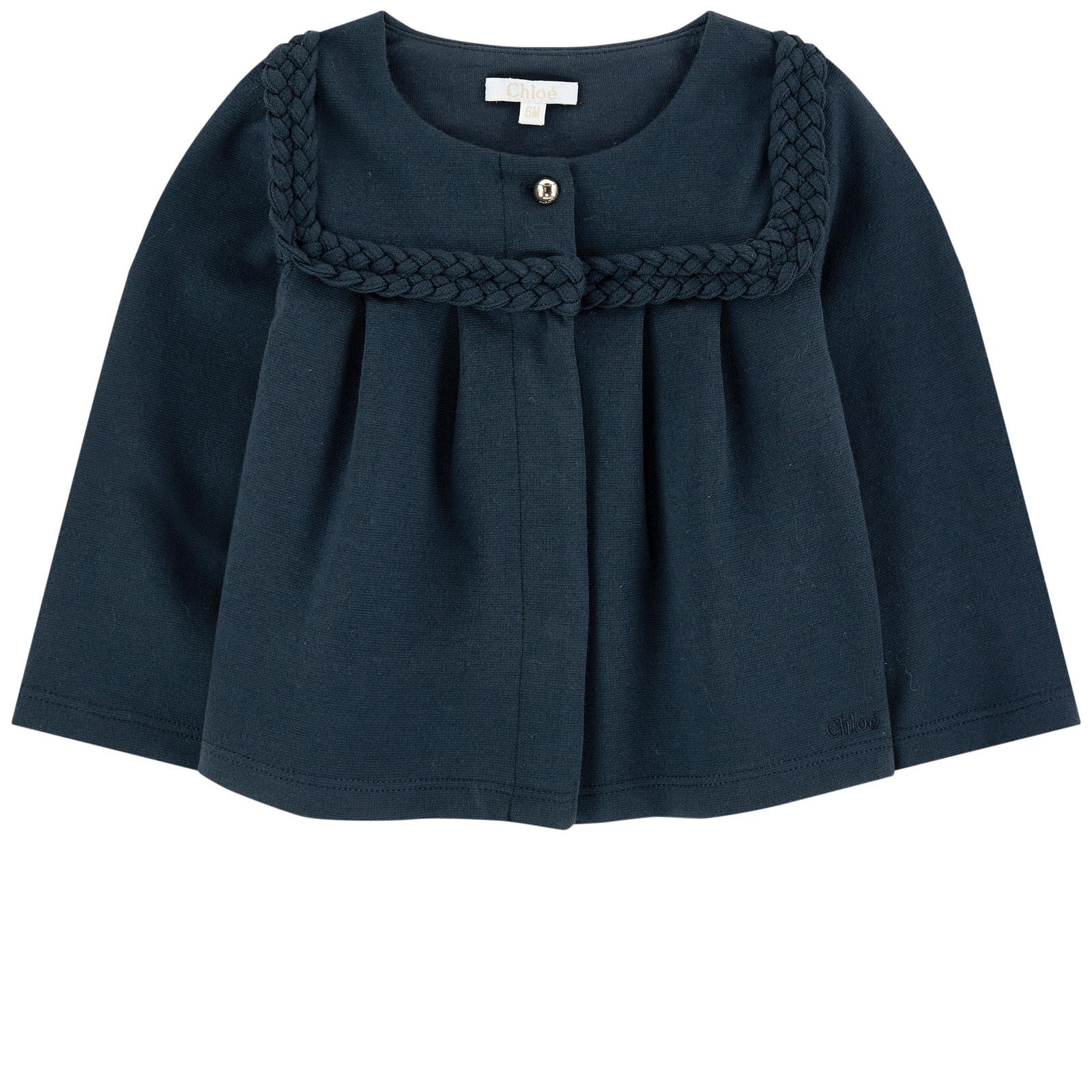 Baby Girls Navy Blue Lace Trims Cotton Cardigan - CÉMAROSE | Children's Fashion Store - 1
