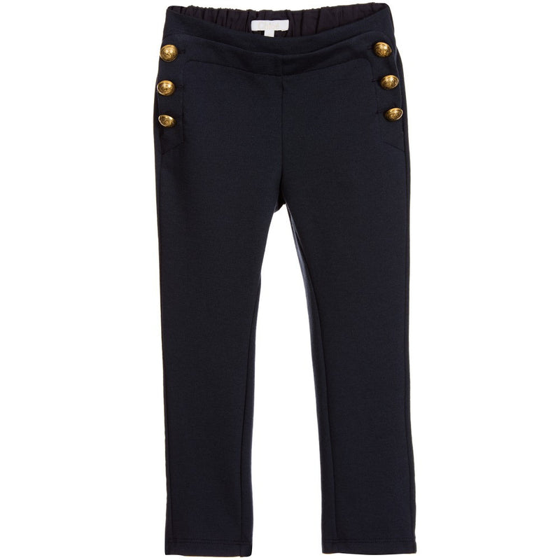 Girls Navy Blue Cotton Jersey Trouser - CÉMAROSE | Children's Fashion Store - 1