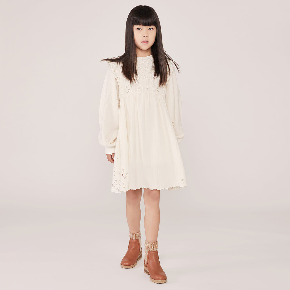Girls White Ruffle Cotton Dress