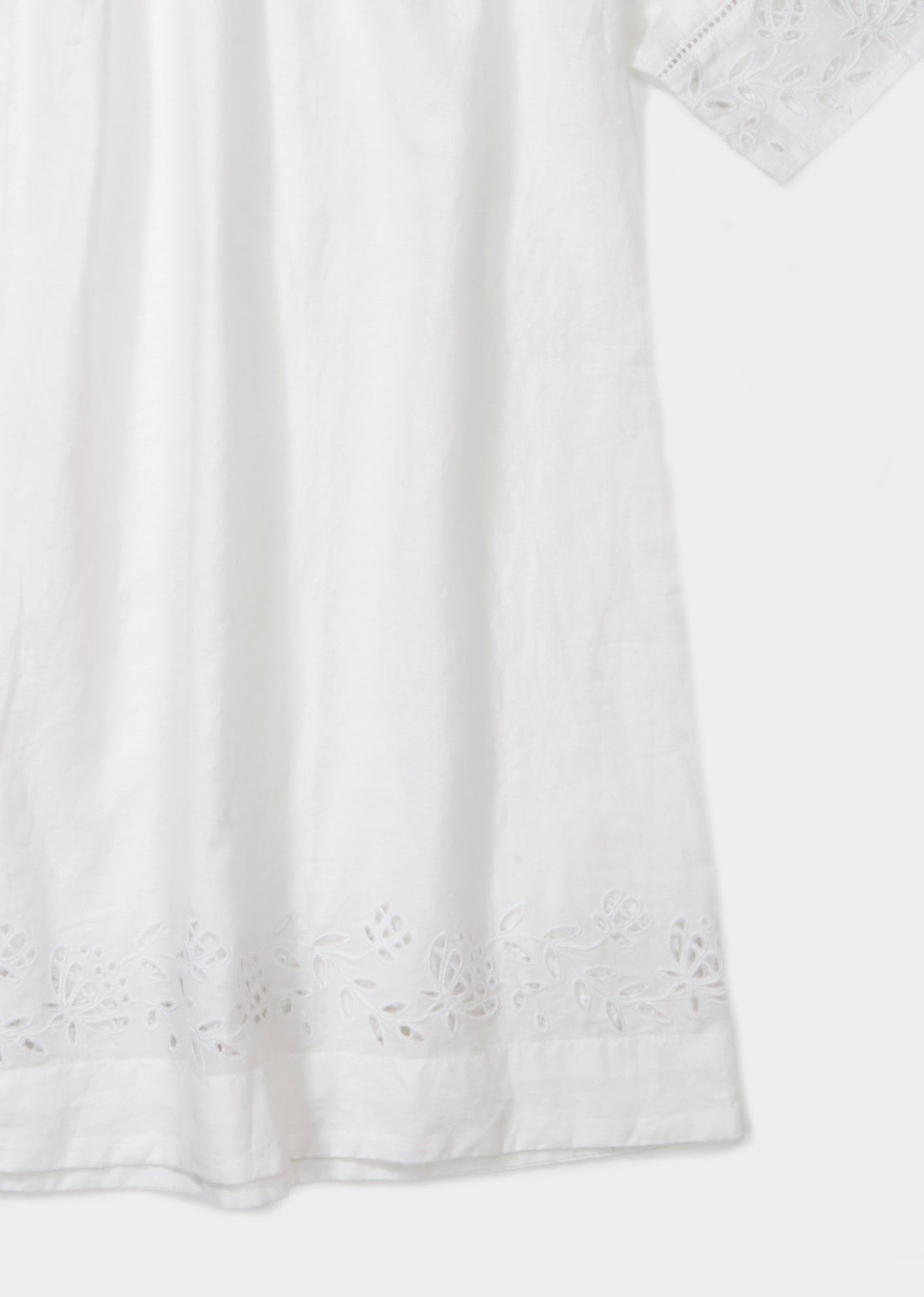 Girls White Cotton Woven Dress
