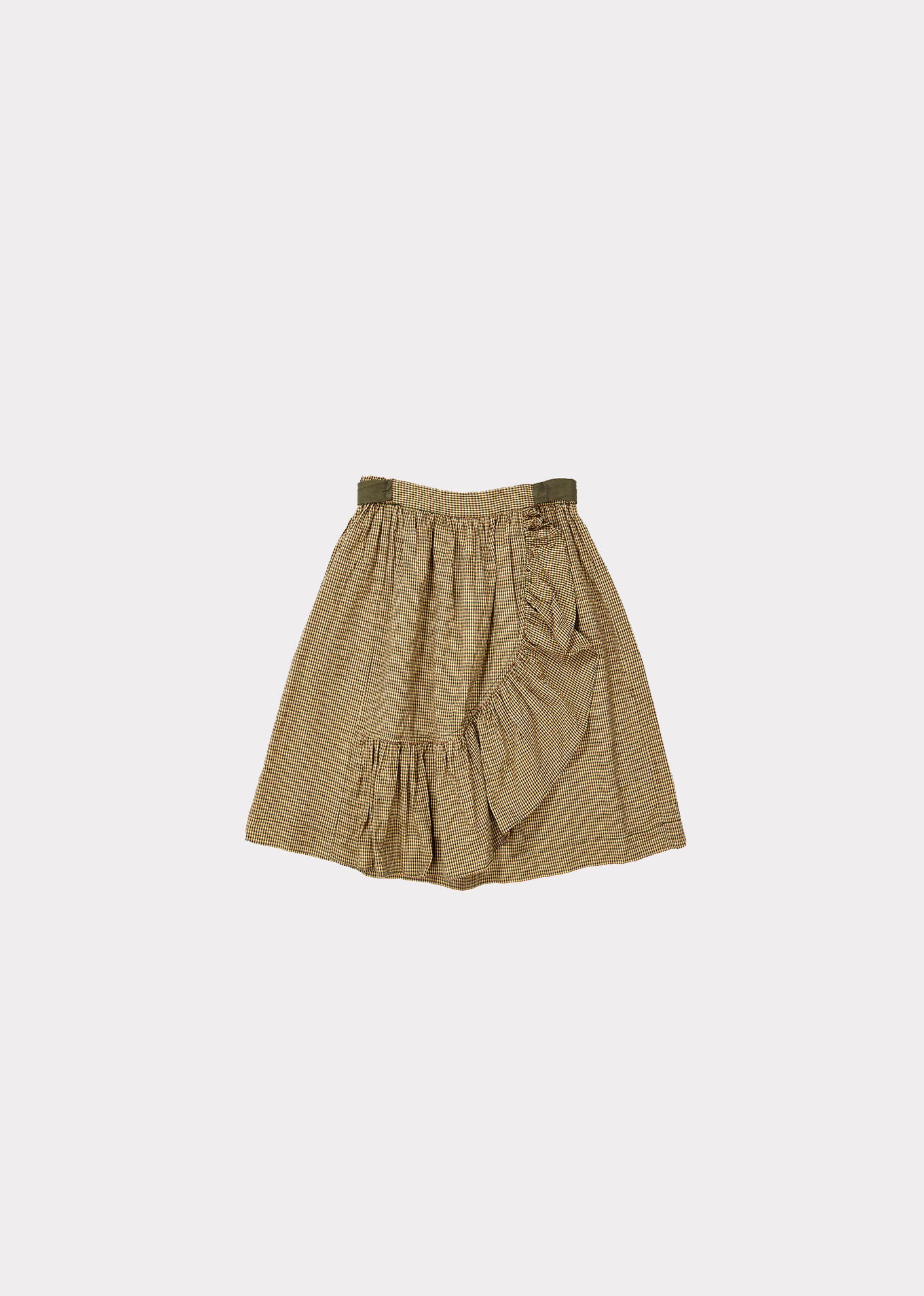 Girls Khaki Check Cotton Skirt