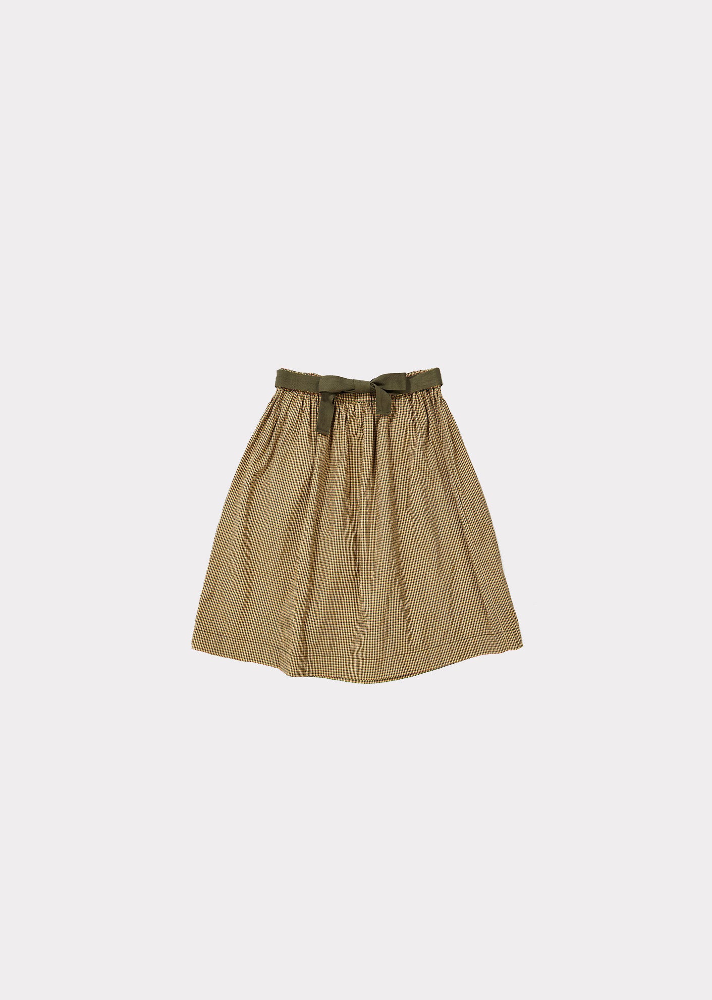 Girls Khaki Check Cotton Skirt