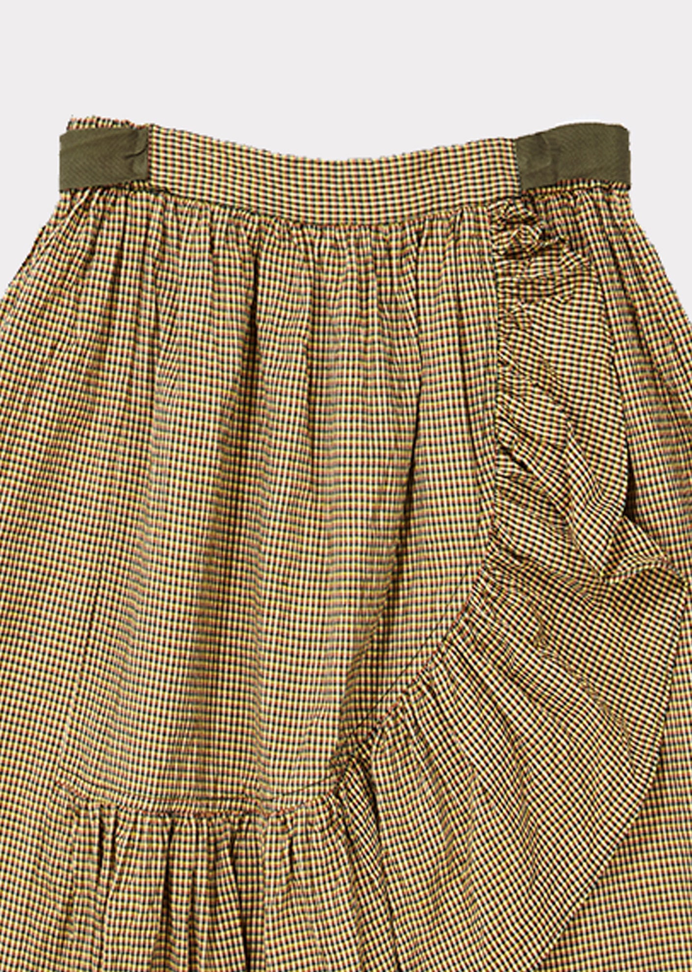 Girls Khaki Check Cotton Skirt