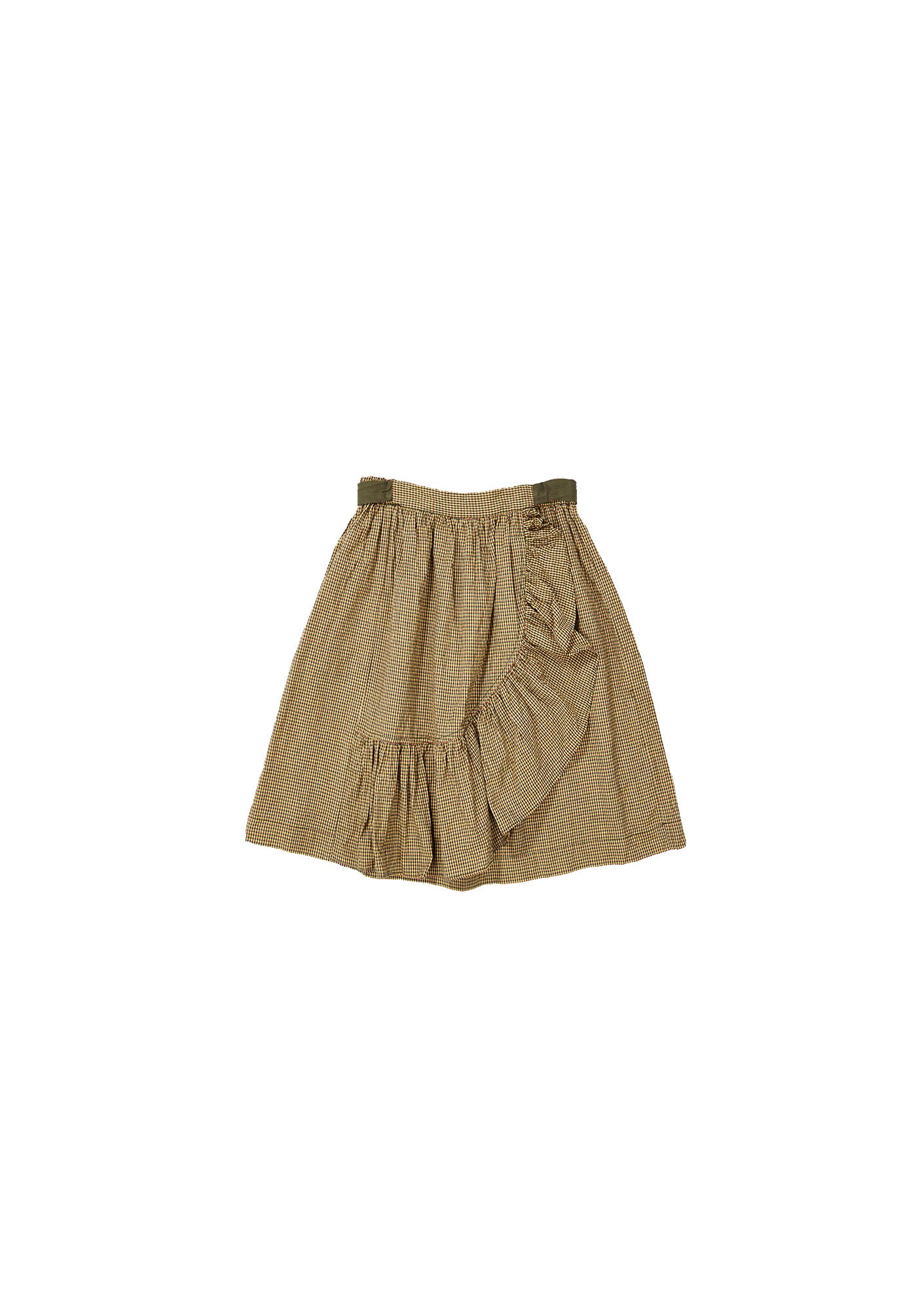 Girls Khaki Check Cotton Skirt