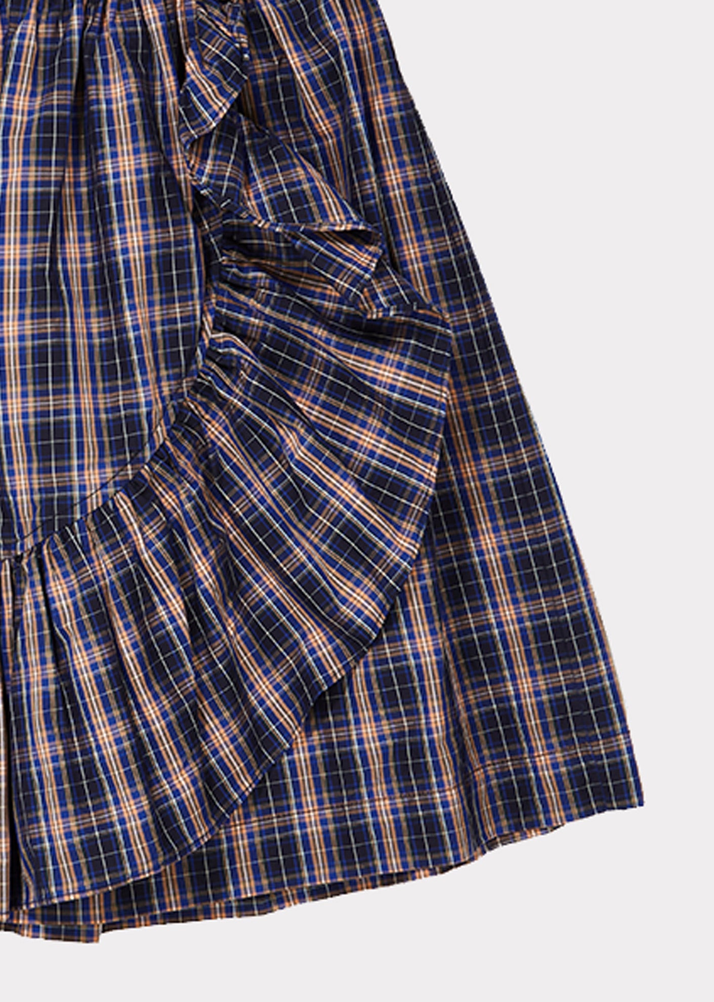 Girls Navy Check Cotton Skirt
