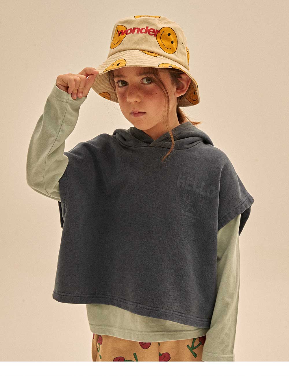 Boys & Girls Beige Smile Bucket Hat