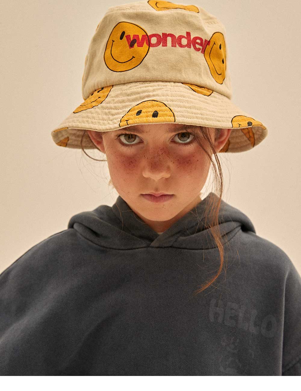 Boys & Girls Beige Smile Bucket Hat