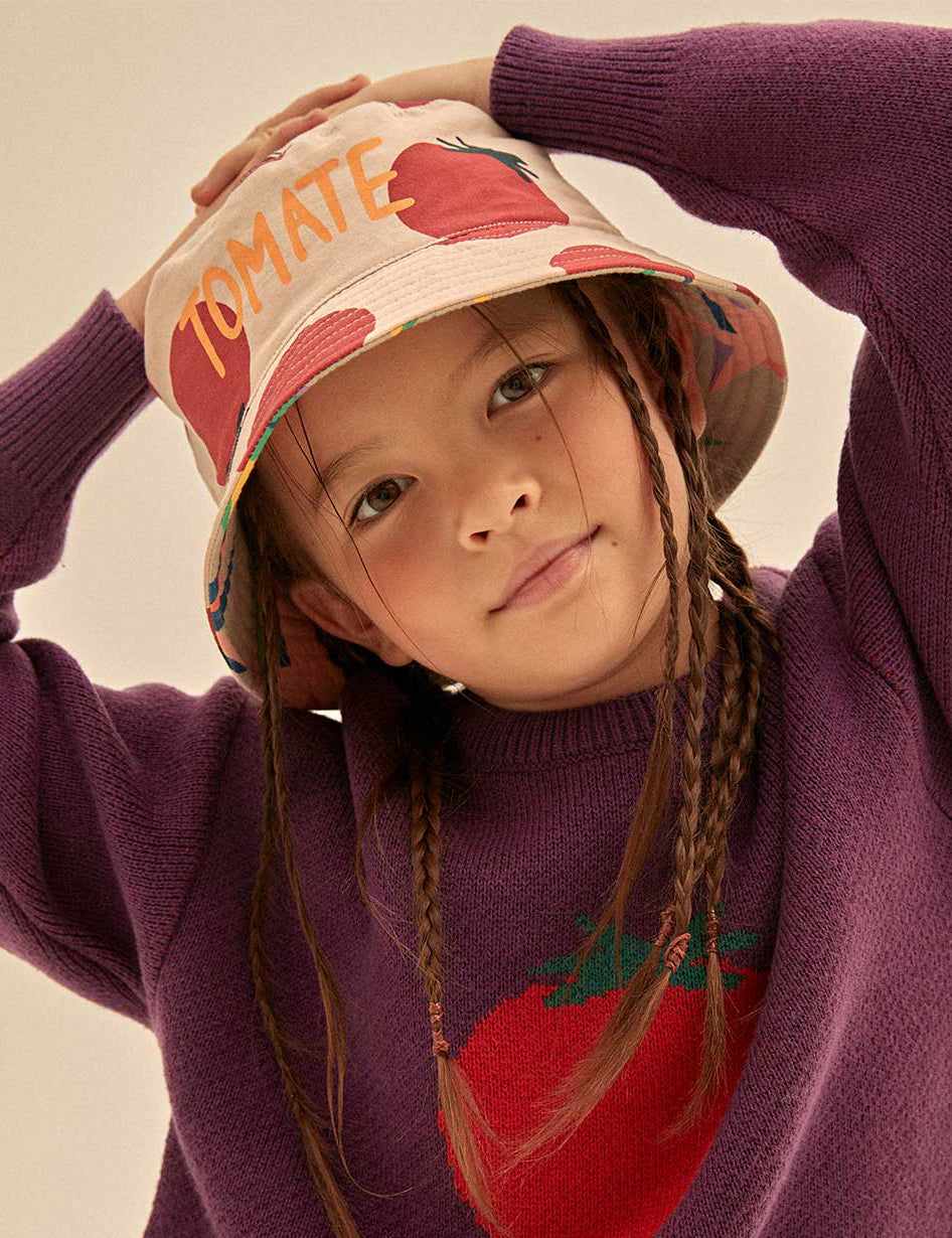 Boys & Girls Beige Printed Reversible Bucket Hat