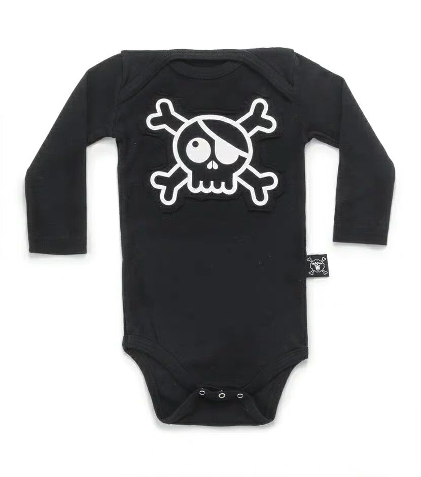 Baby Boys & Girls Black Skull Cotton Playsuit