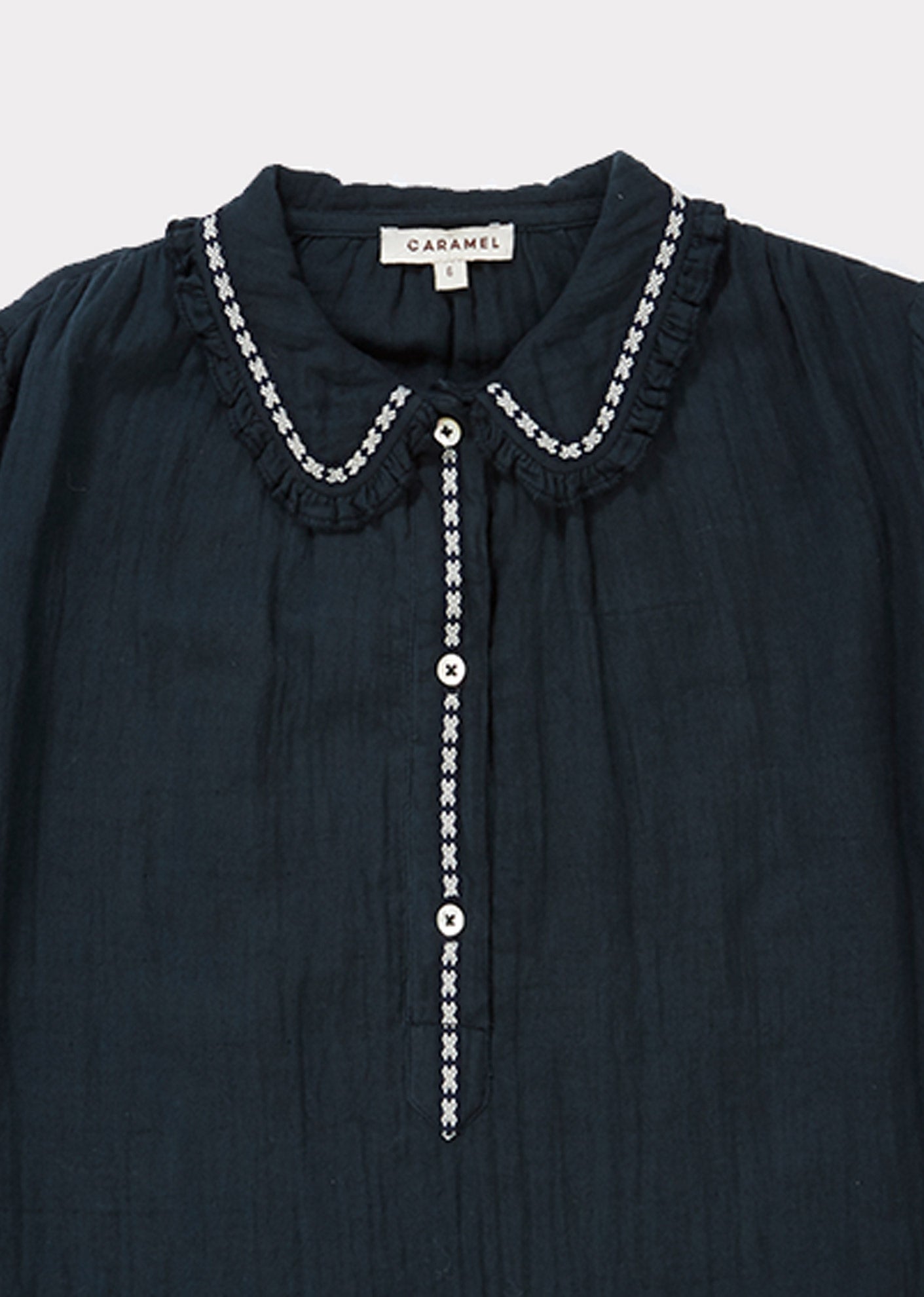 Girls Dark Blue Cotton Shirt