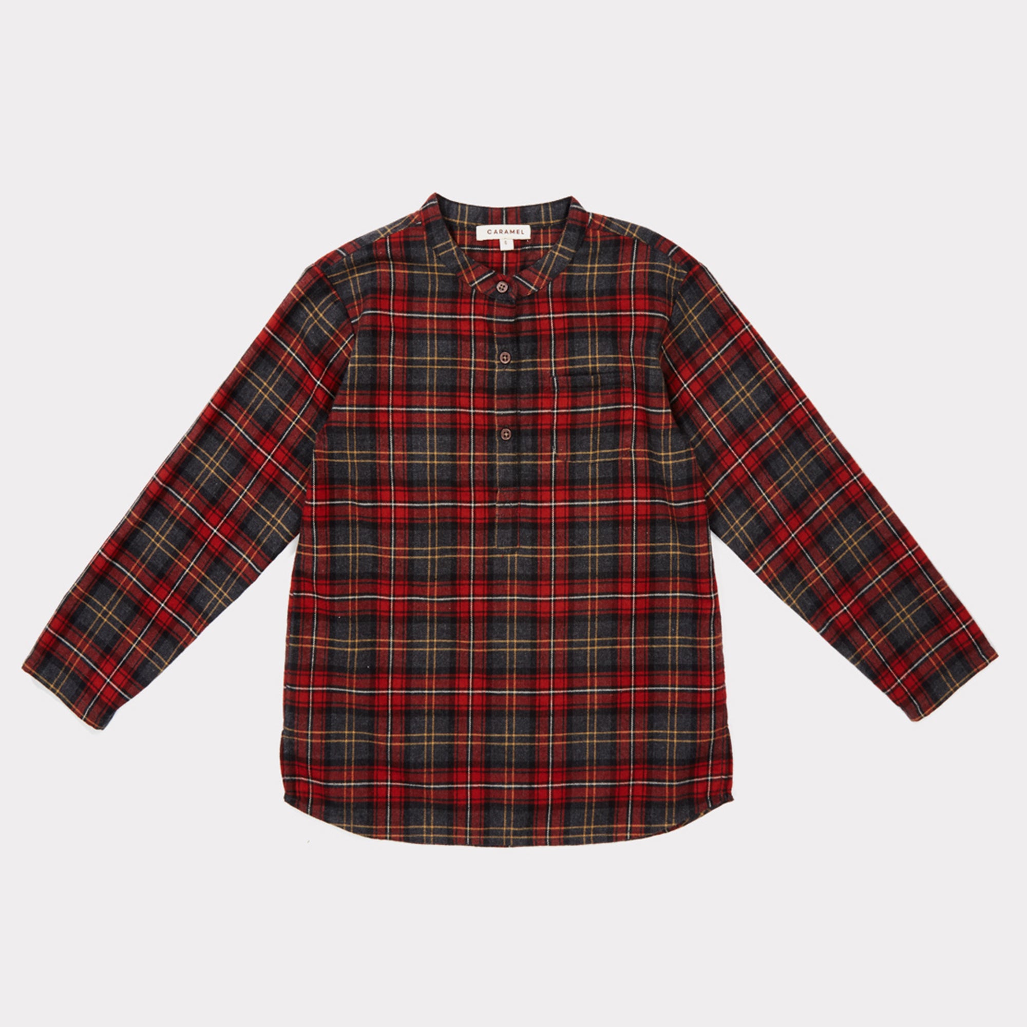 Girls & Boys Tartan Red Cotton Shirt