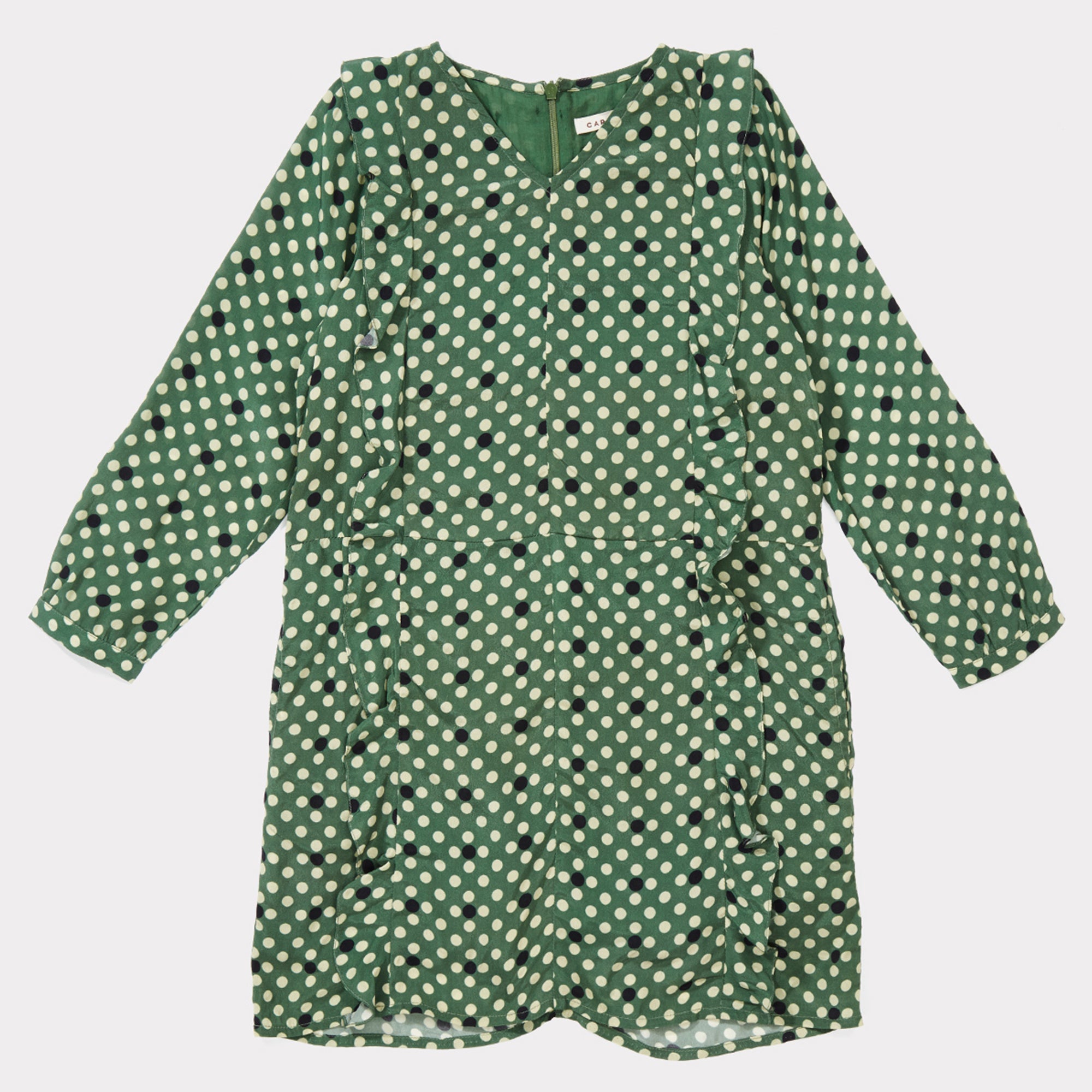 Girls Forest Green Polka Dot Dress