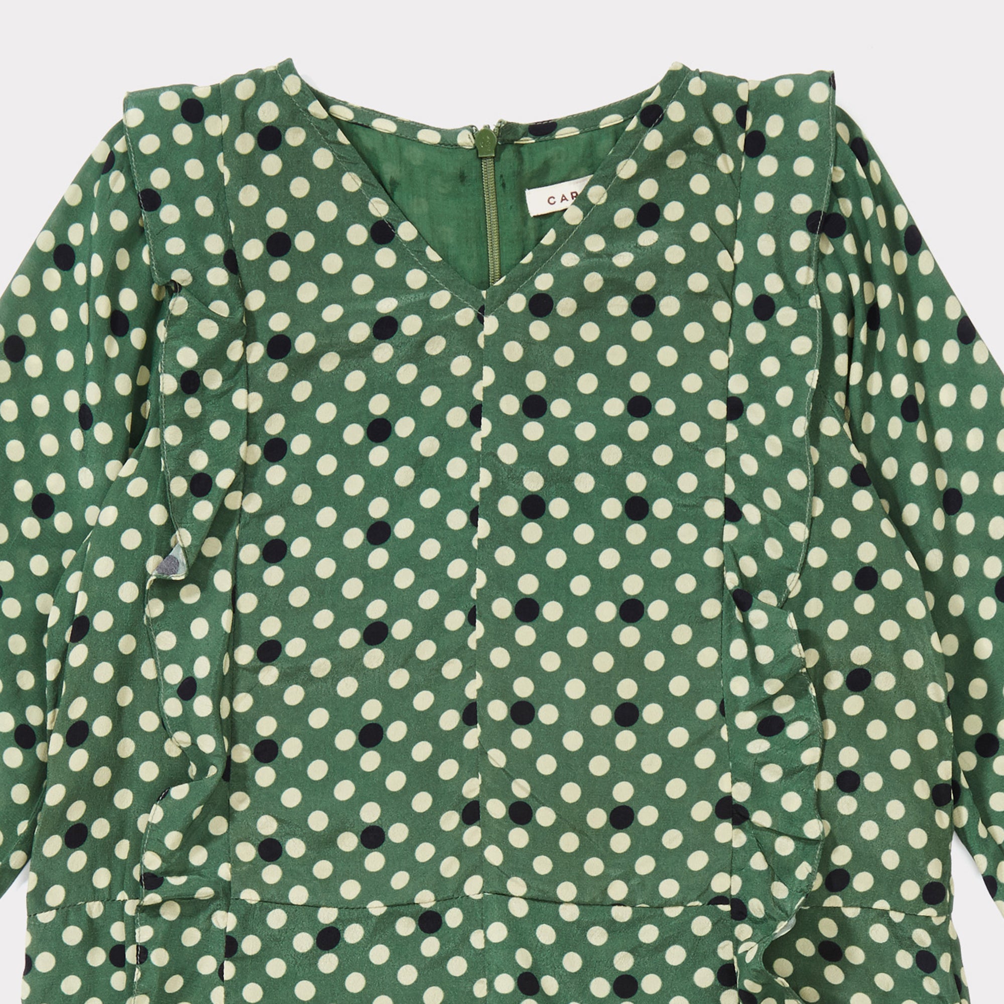Girls Forest Green Polka Dot Dress