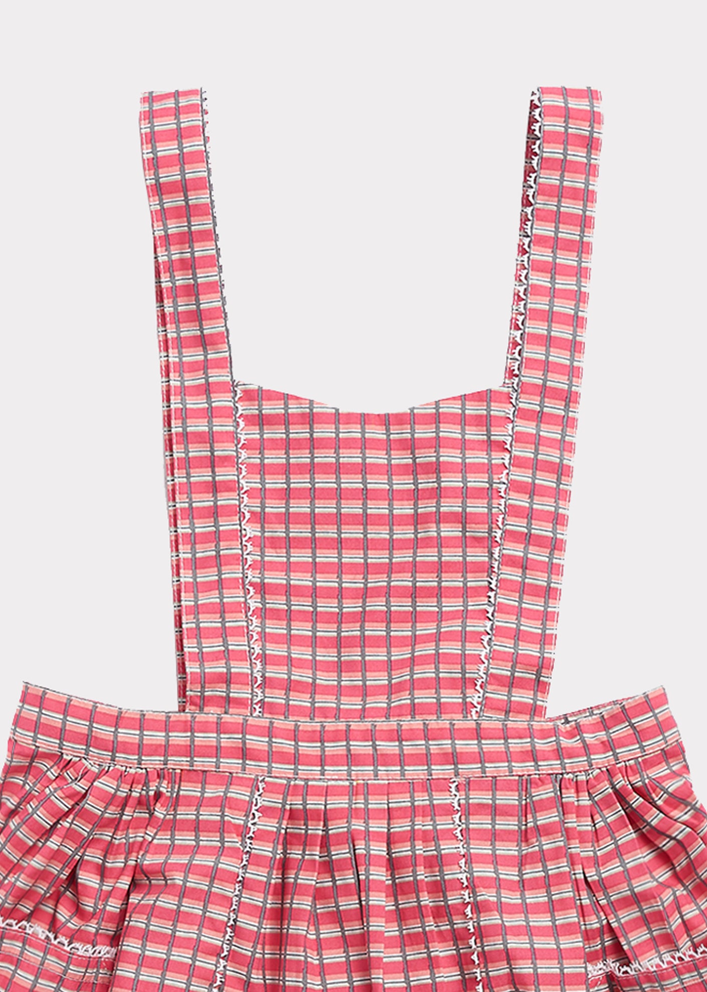 Girls Red Painted Check Cotton Dress