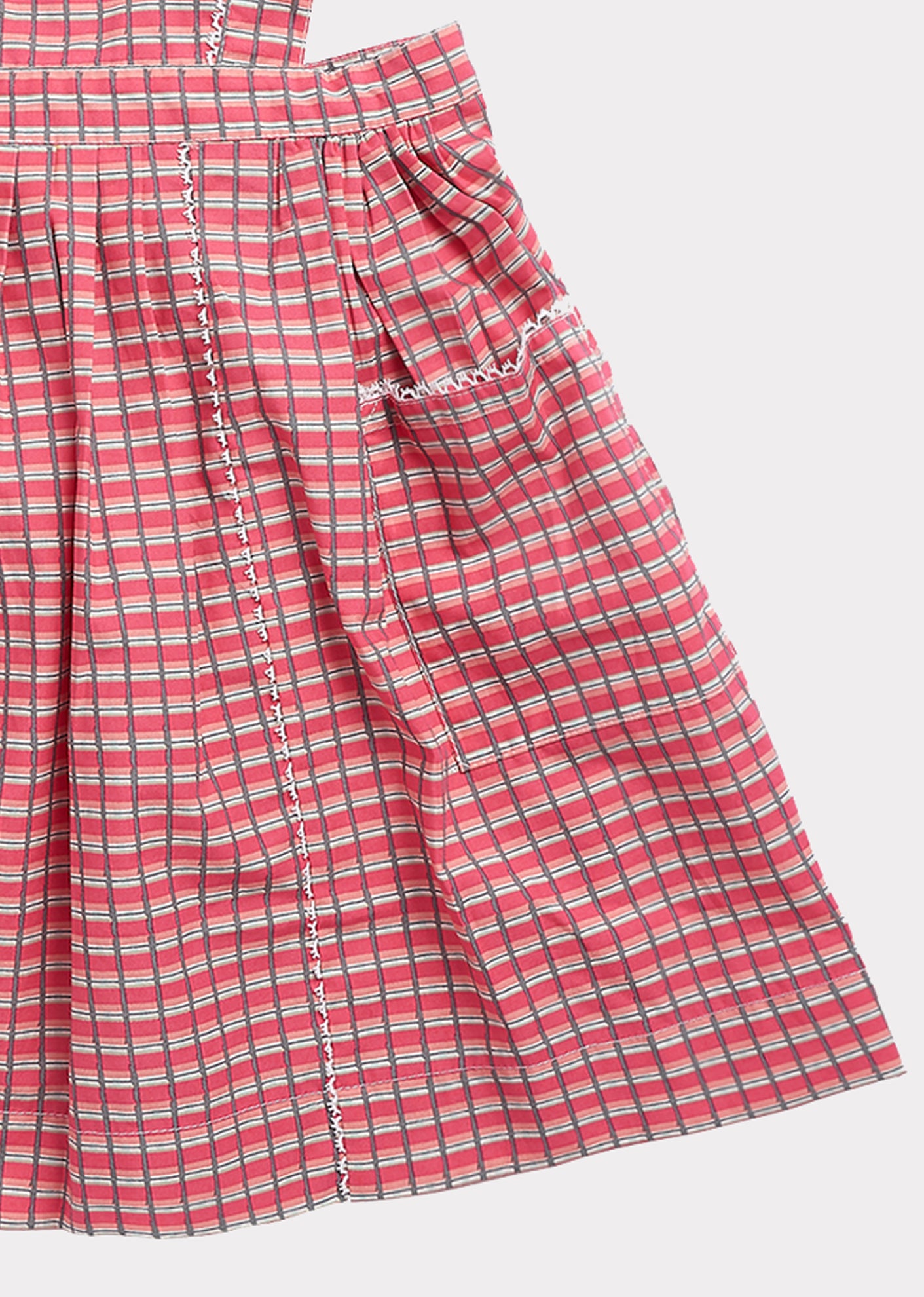 Girls Red Painted Check Cotton Dress
