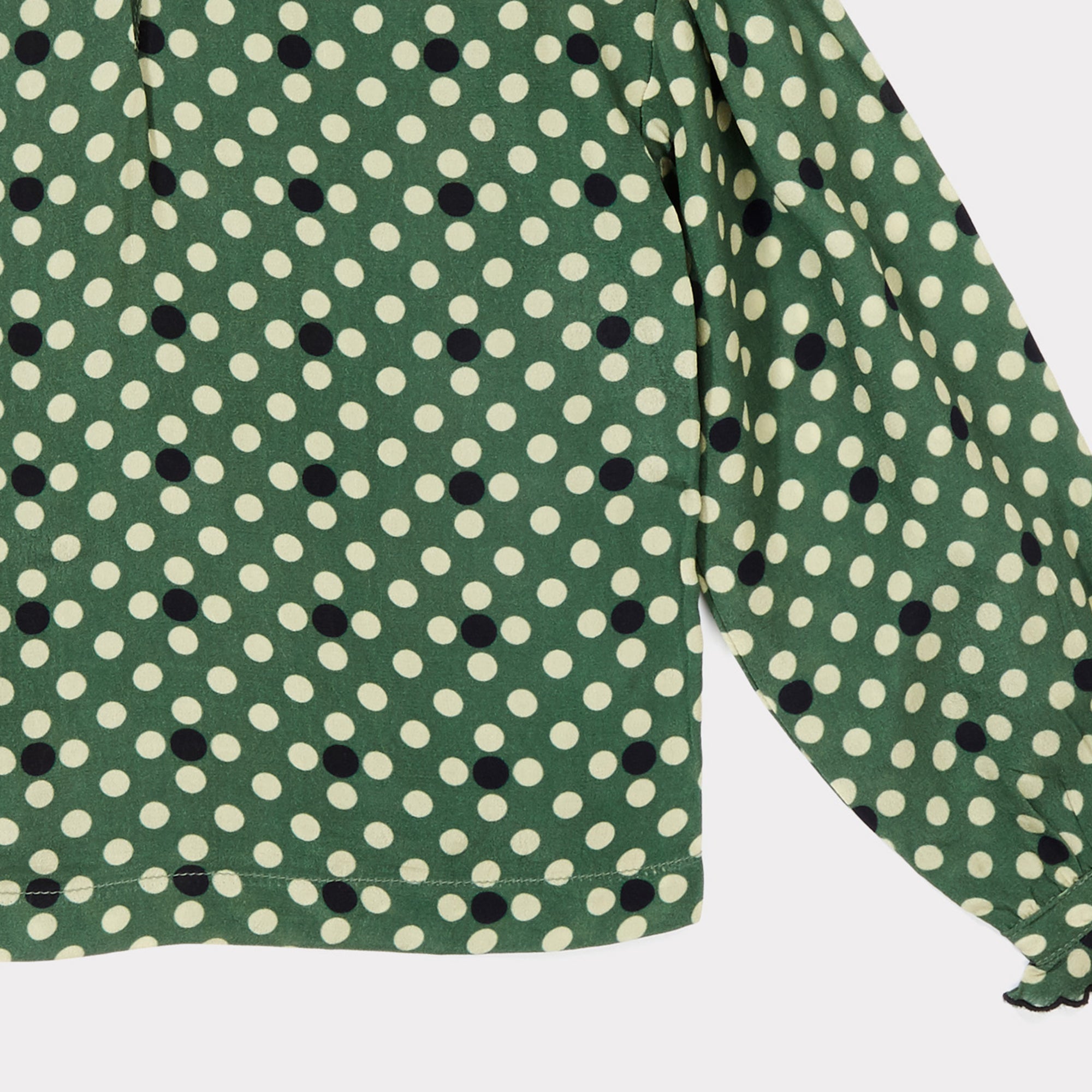 Girls Forest Green Polka Dot Blouse