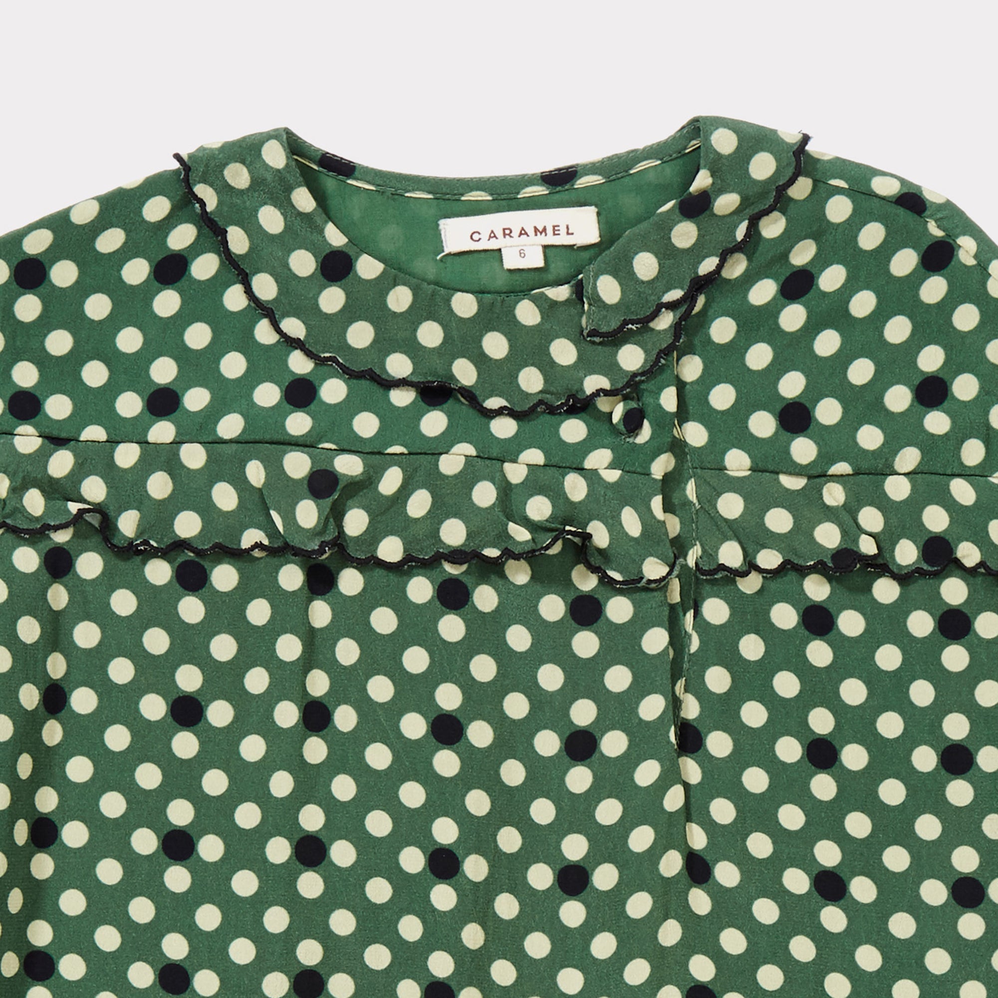 Girls Forest Green Polka Dot Blouse