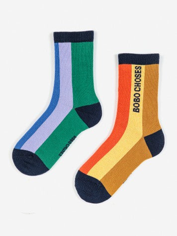 Boys & Girls Green Stripes Cotton Socks