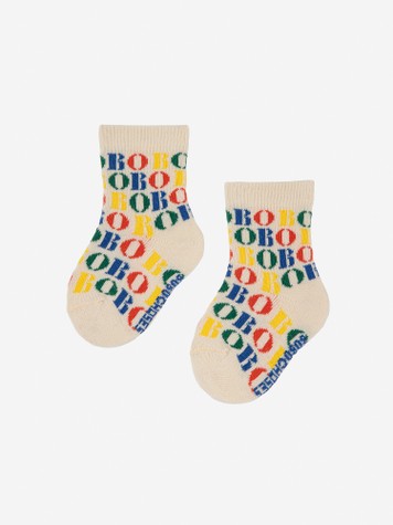 Baby Boys & Girls Beige Logo Socks