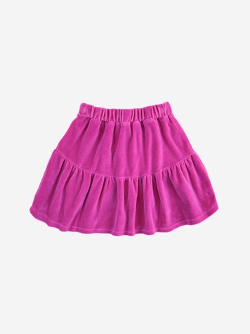Girls Fuchsia Velvet Skirt