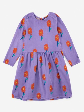 Girls Purple Flowers Dress