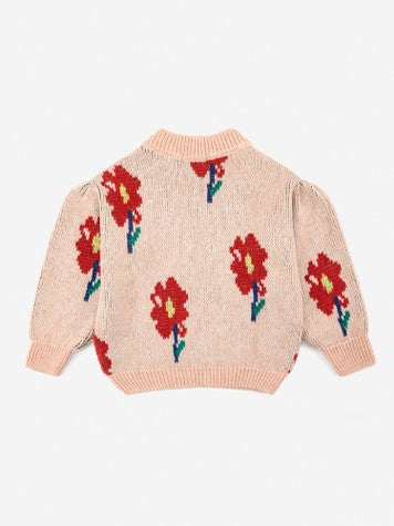 Girls Pink Flowers Sweater