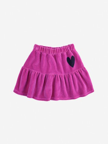Girls Fuchsia Velvet Skirt