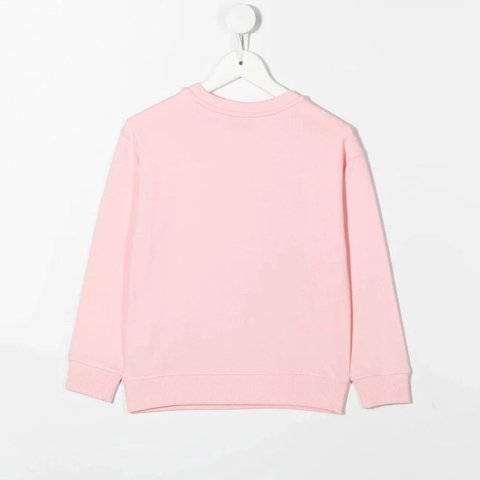 Girls Pink Printed Cotton Sweatshirt