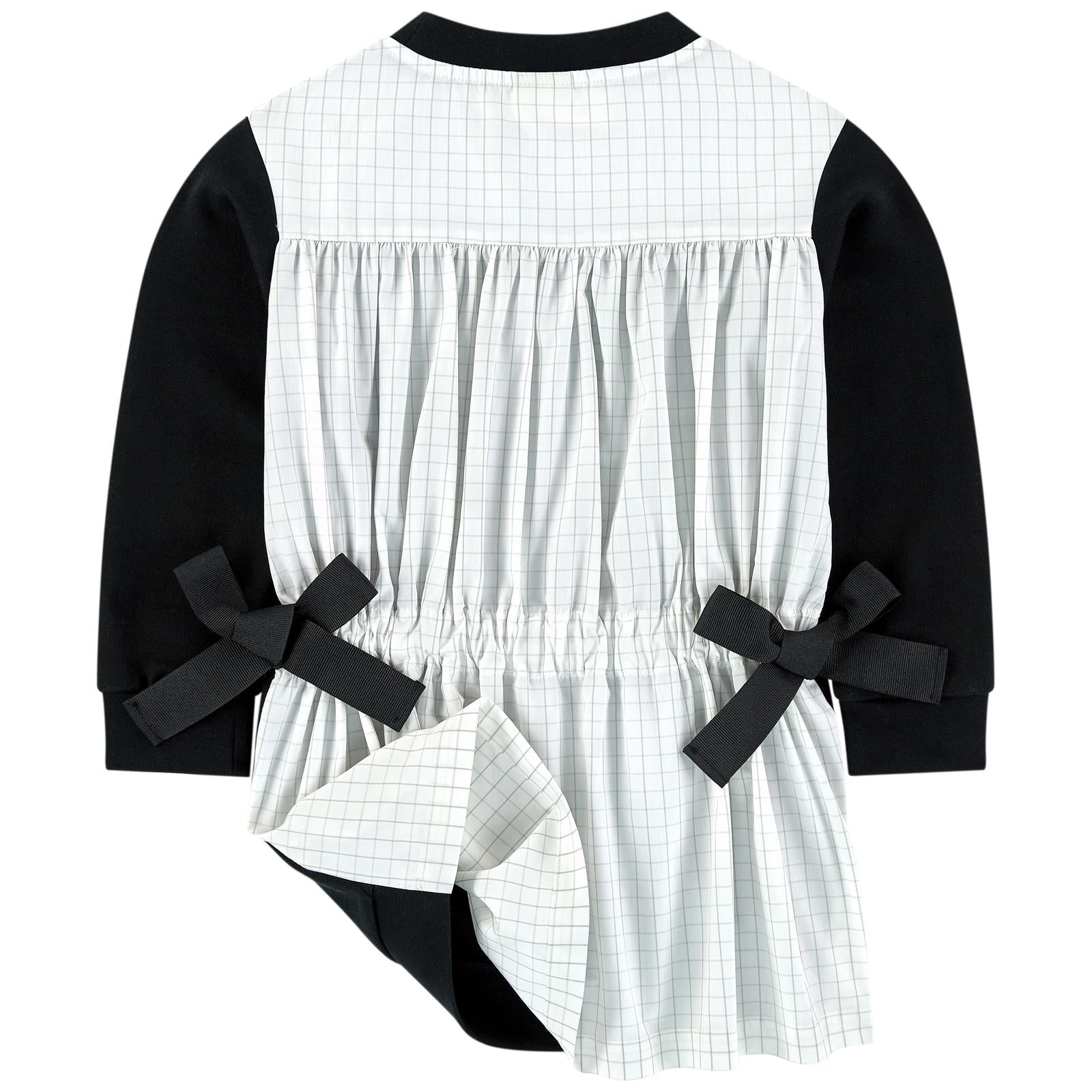 Girls Black & White Cotton Dress
