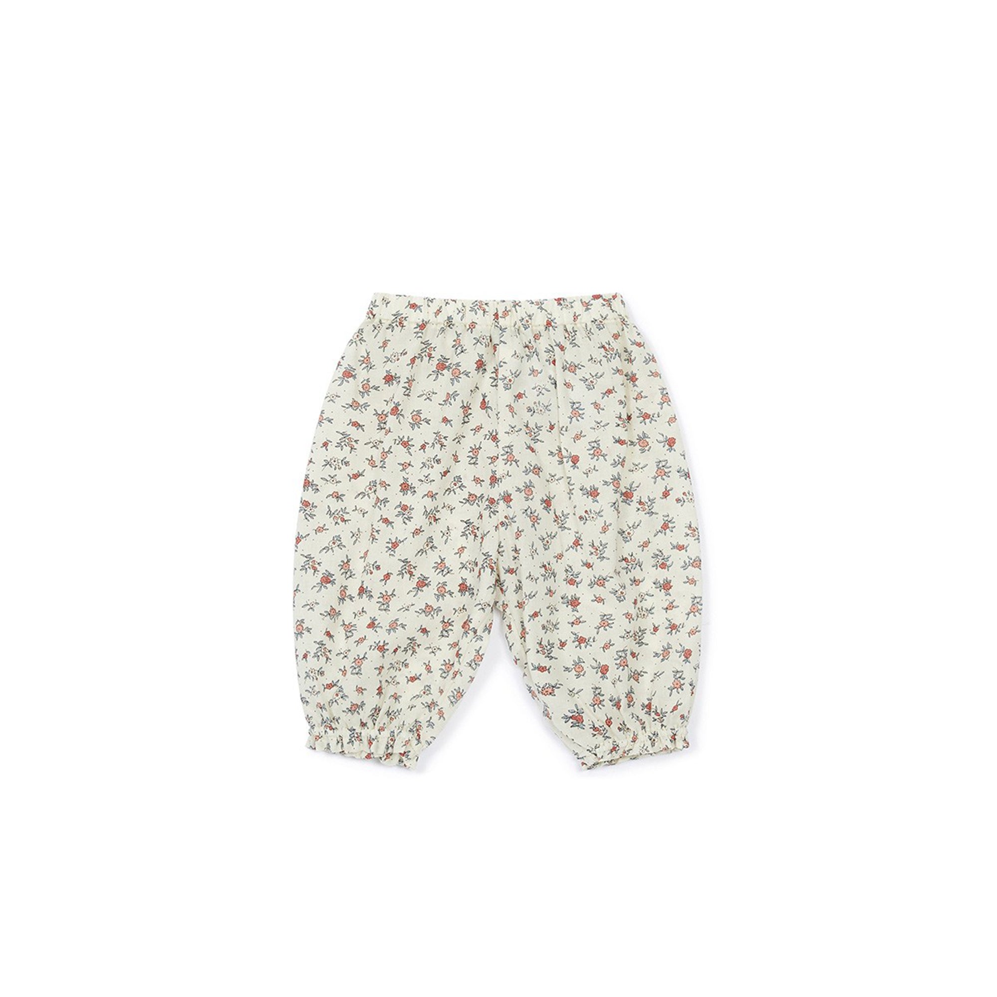 Baby Beige Flower Cotton Trousers