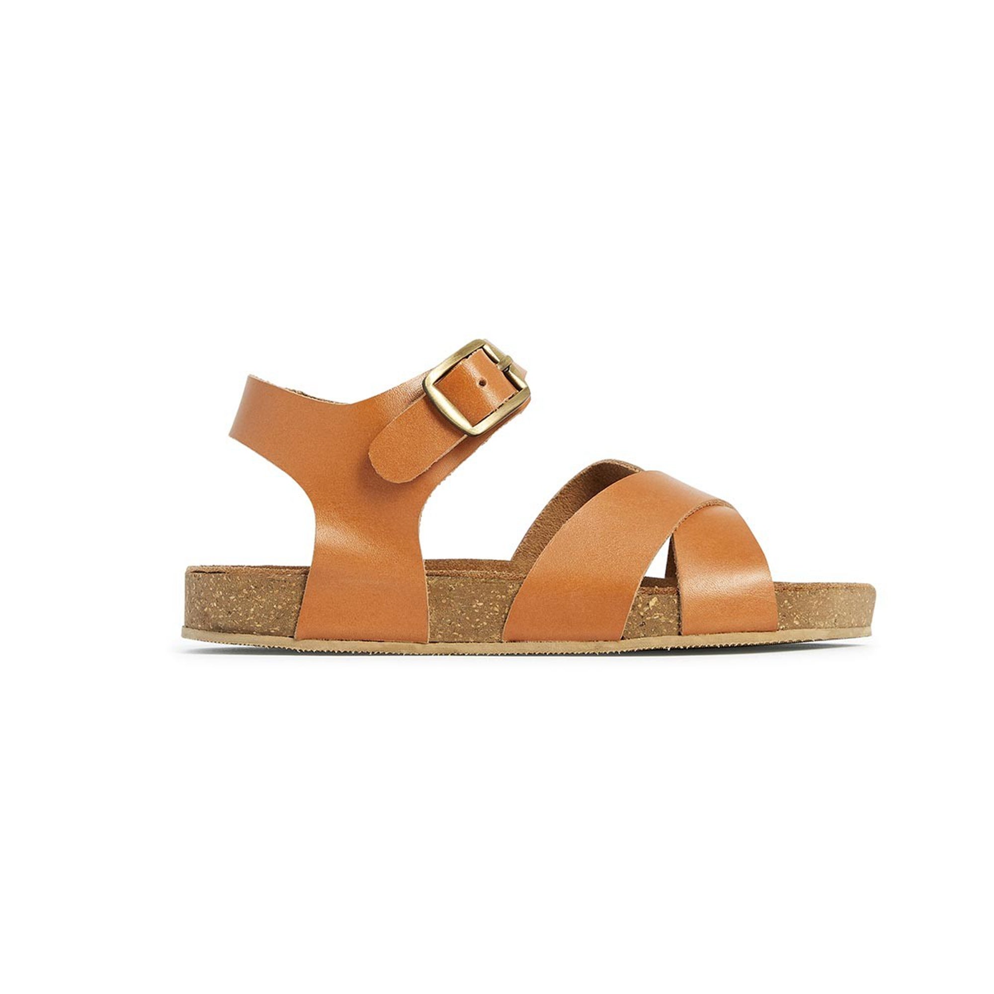 Girls & Boys Brown Crossed Leather Sandals
