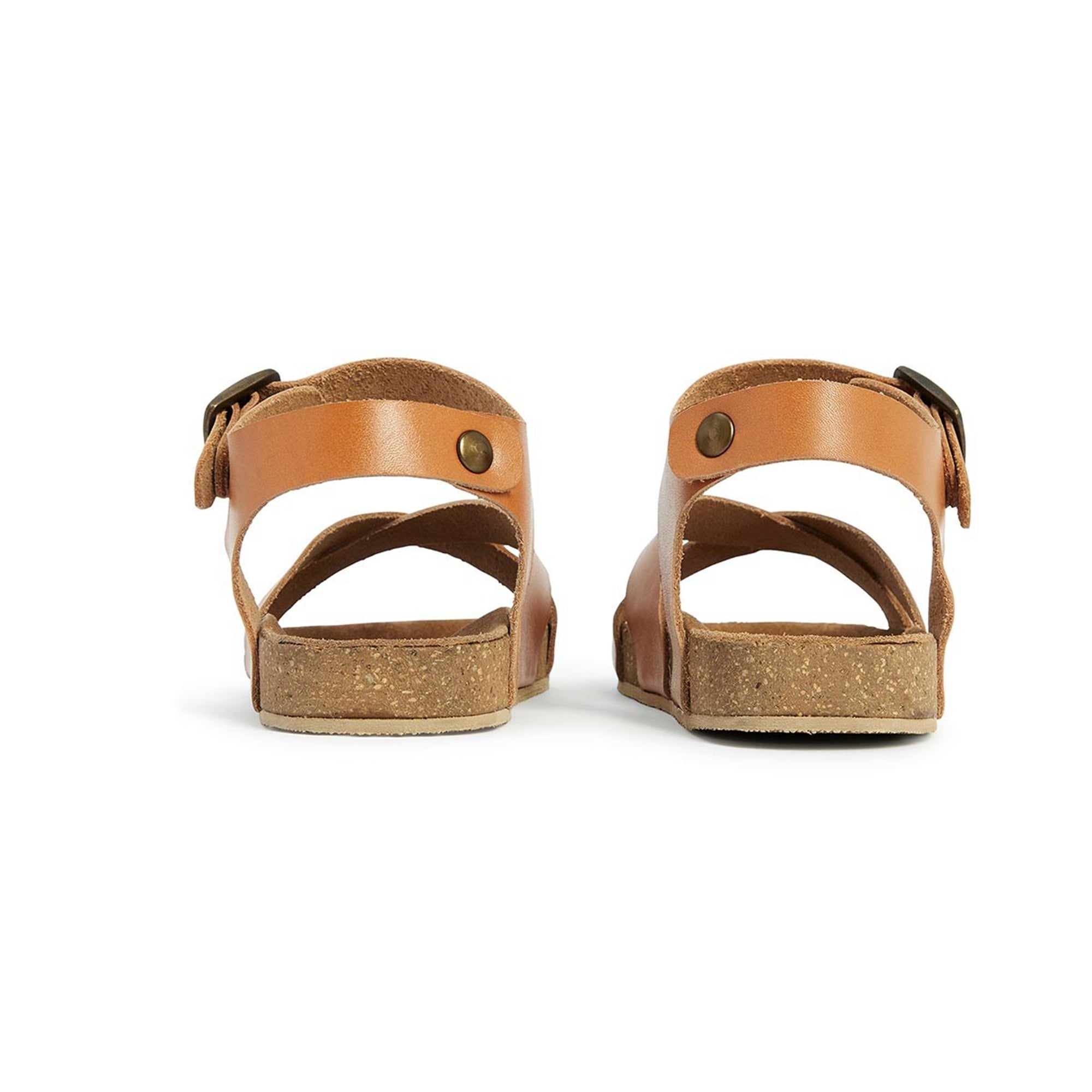 Girls & Boys Brown Crossed Leather Sandals