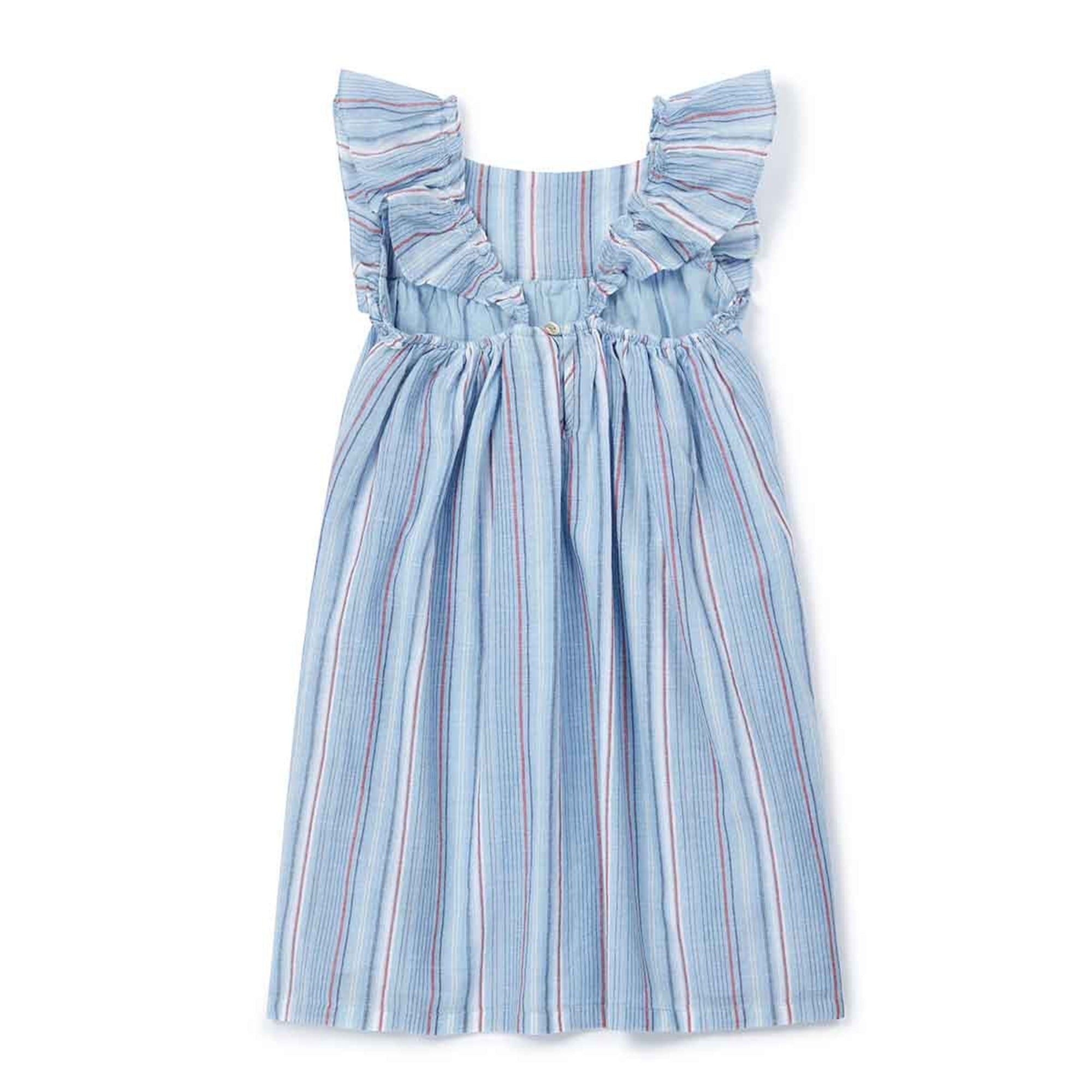 Girls Blue Stripes Cotton Dress