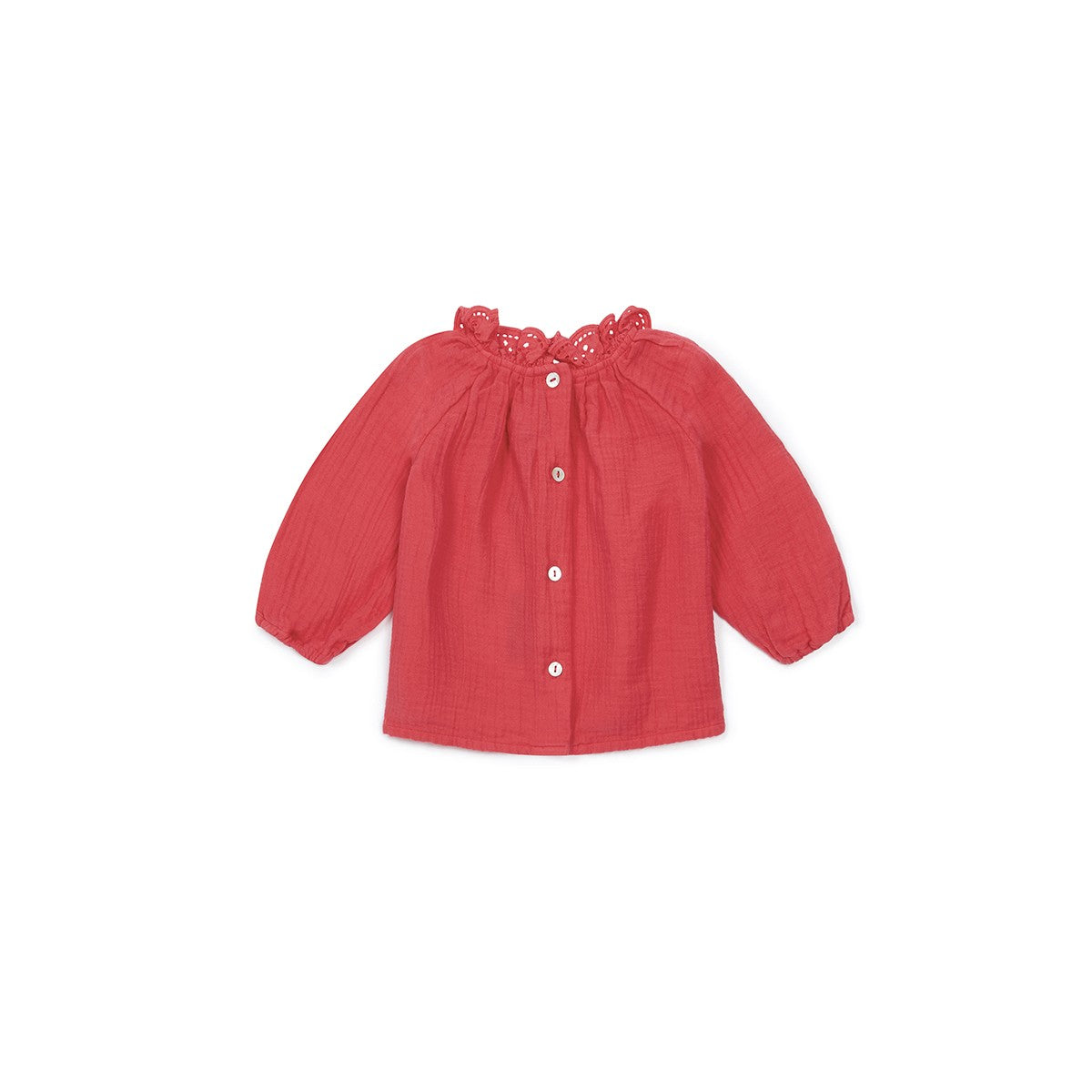 Baby Girls Red Emboidered Cotton Blouse