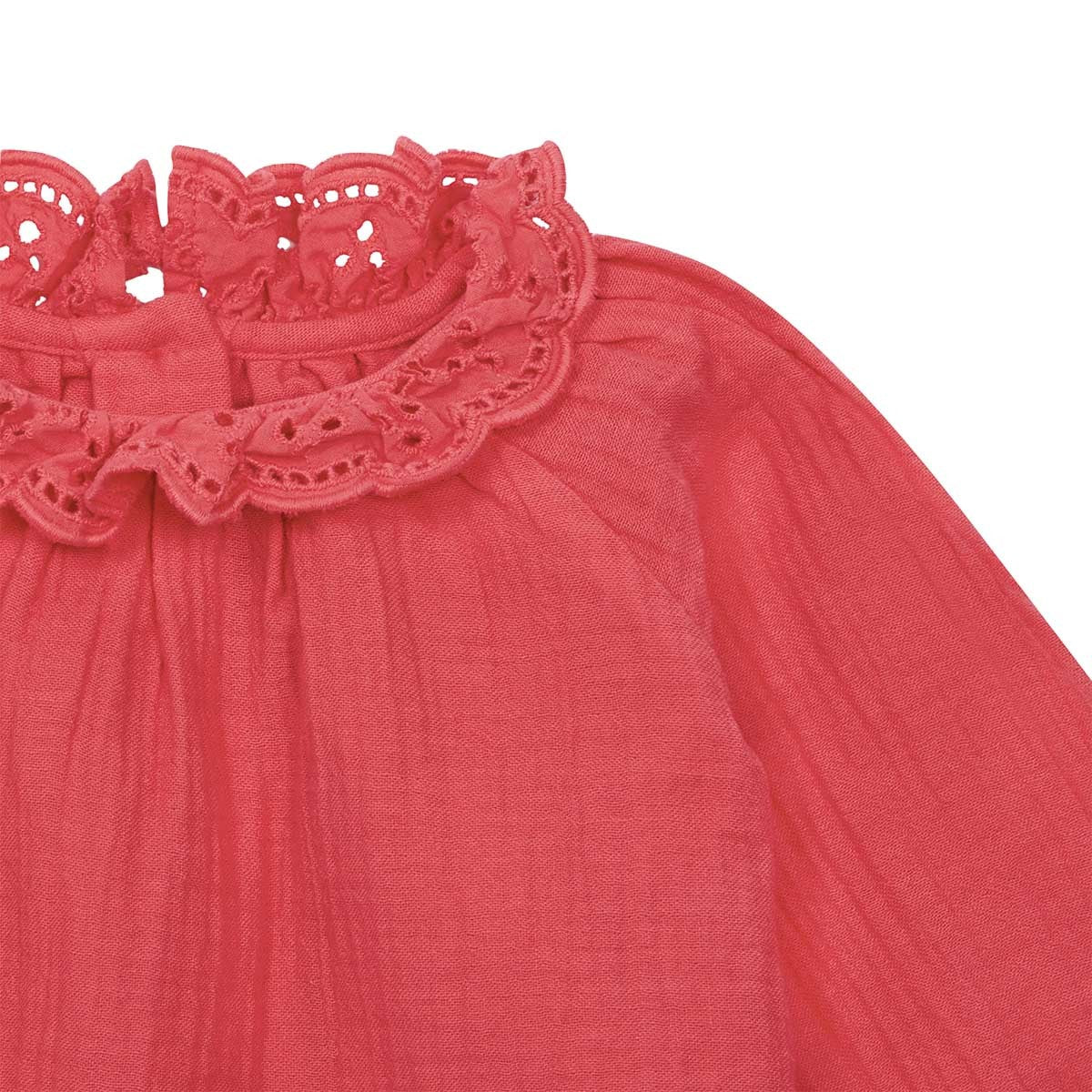 Baby Girls Red Emboidered Cotton Blouse