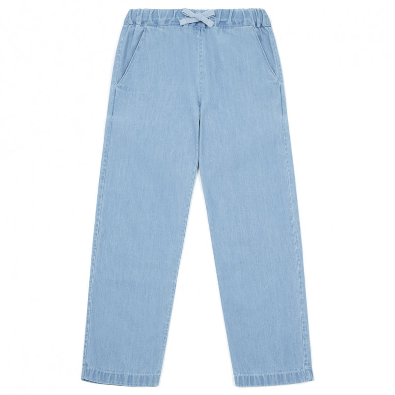 Girls Denim Blue Cotton Trousers