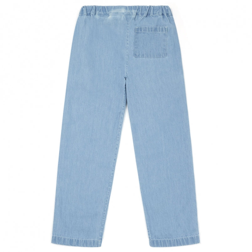 Girls Denim Blue Cotton Trousers
