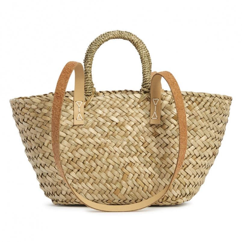 Girls Beige Straw Embroidered Basket