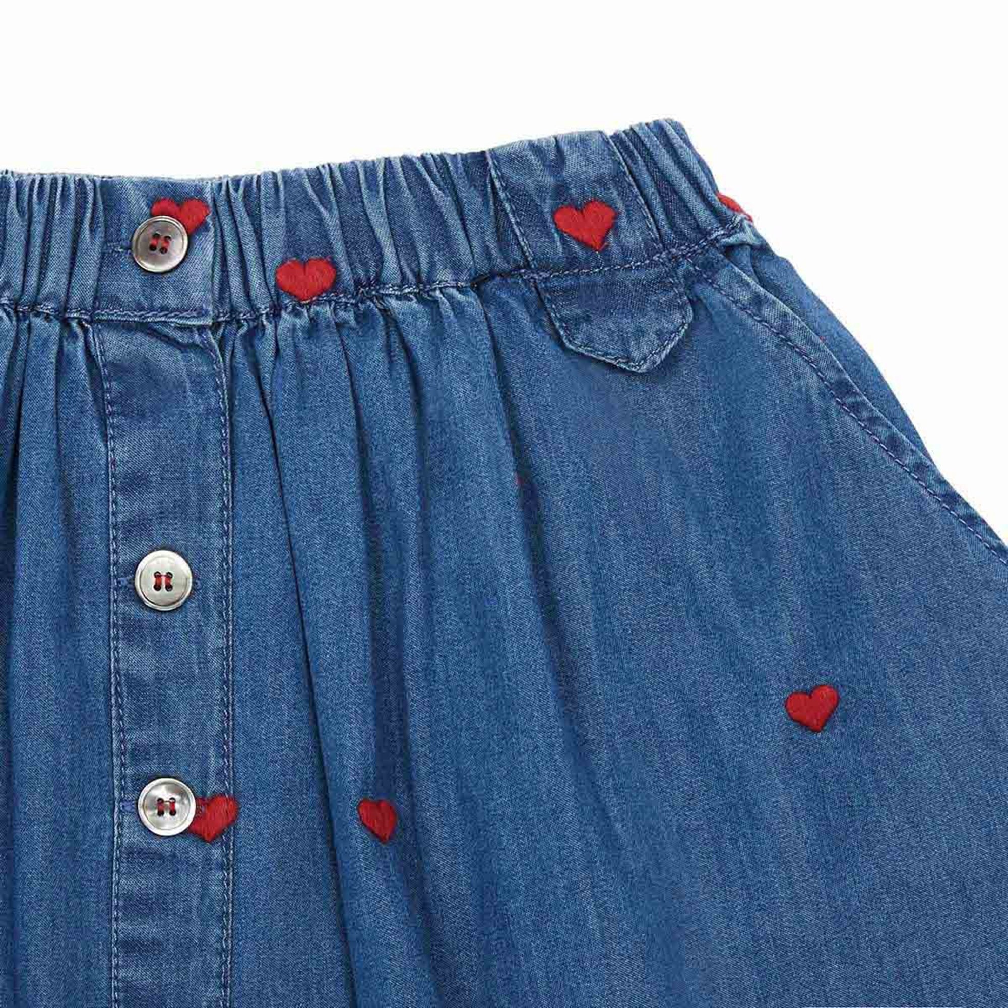 Girls Denim Blue Cotton Skirt