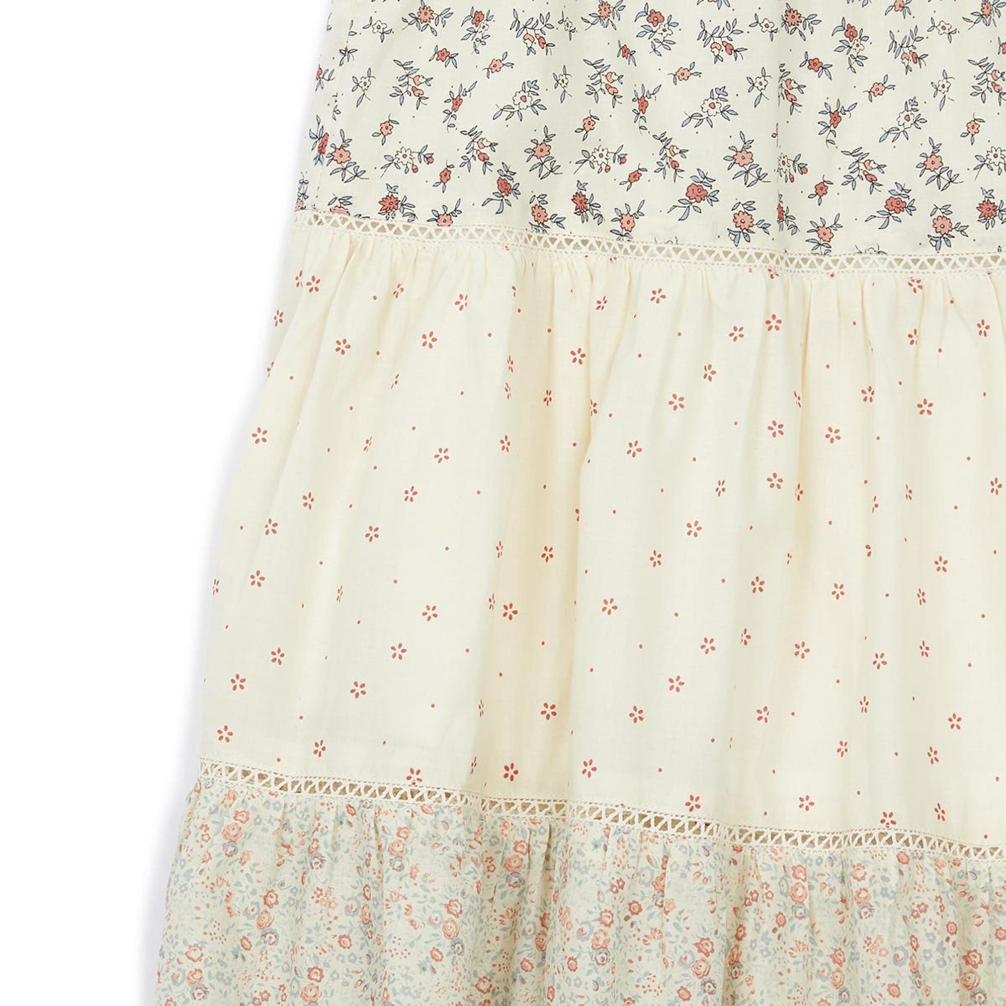 Girls Beige Cotton Flower Dress