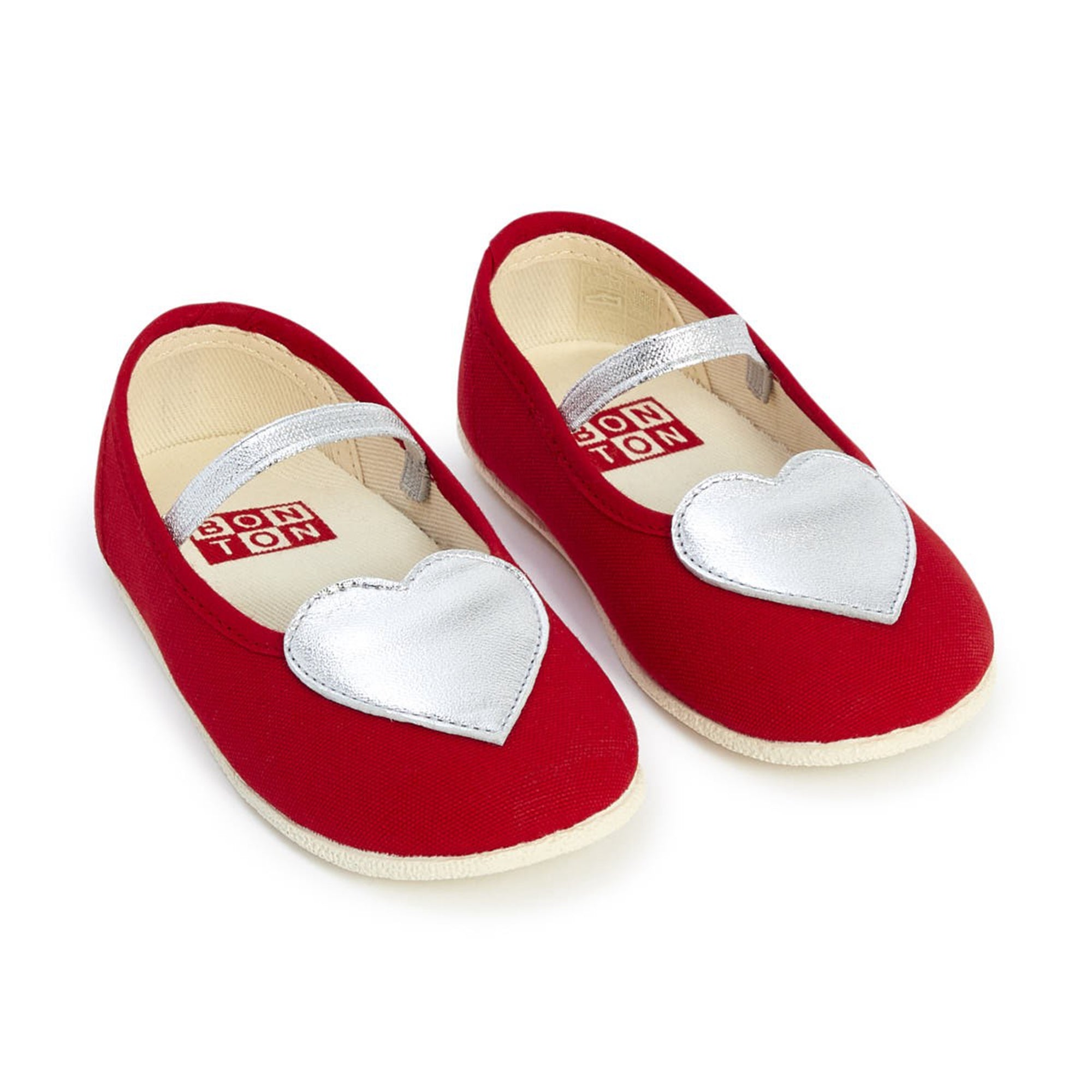 Baby Red Cotton Hearts Slippers