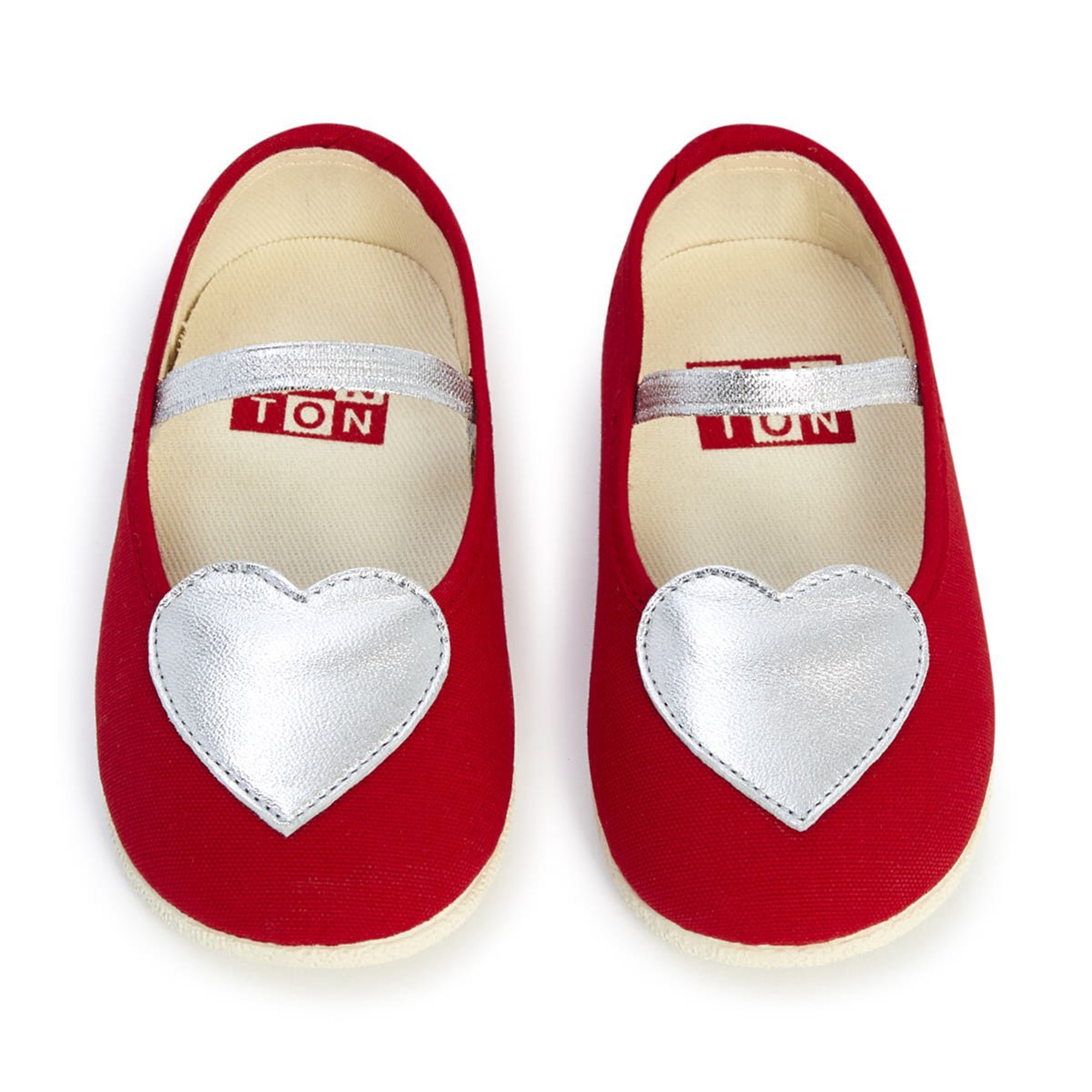 Baby Red Cotton Hearts Slippers