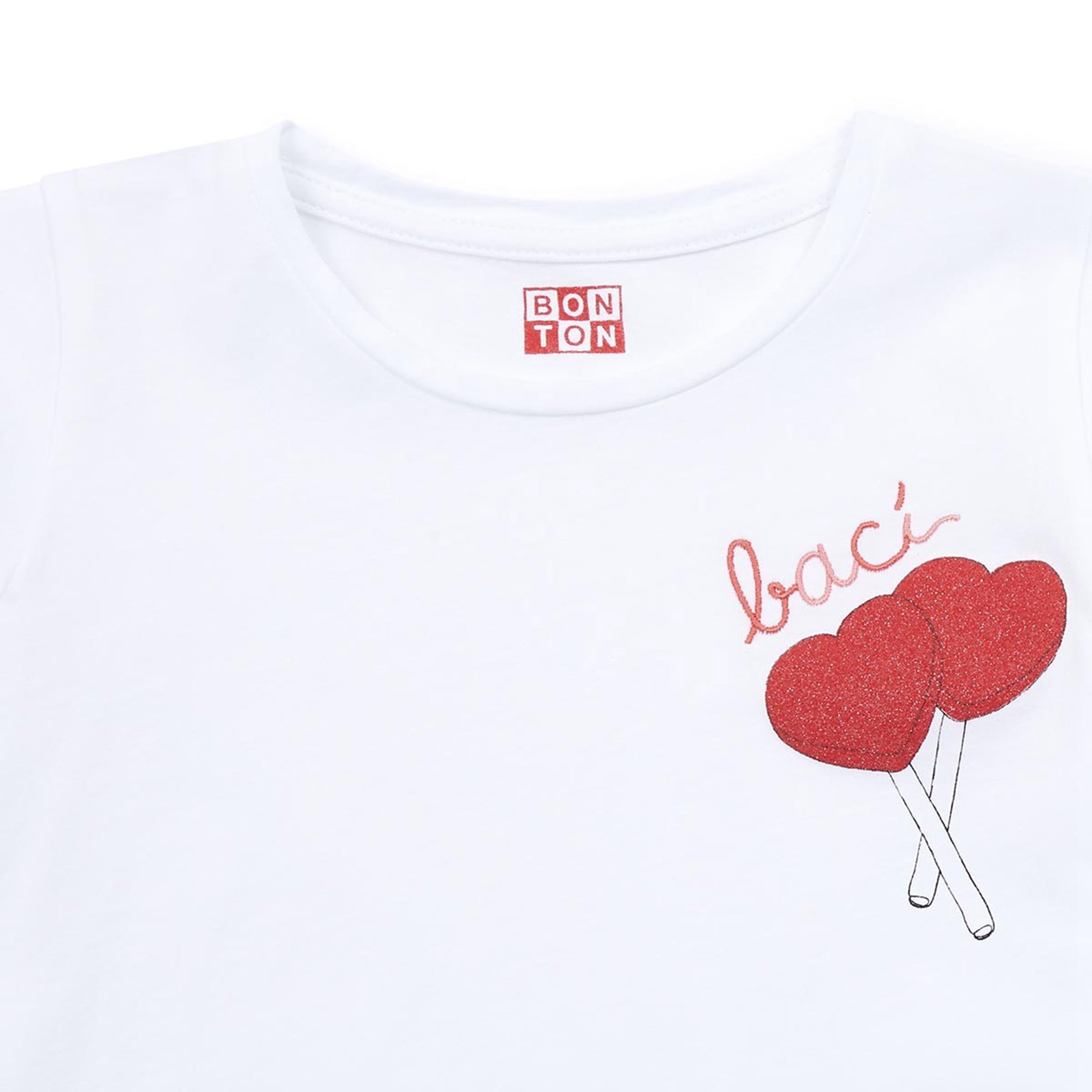 Girls White Cotton T-shirt