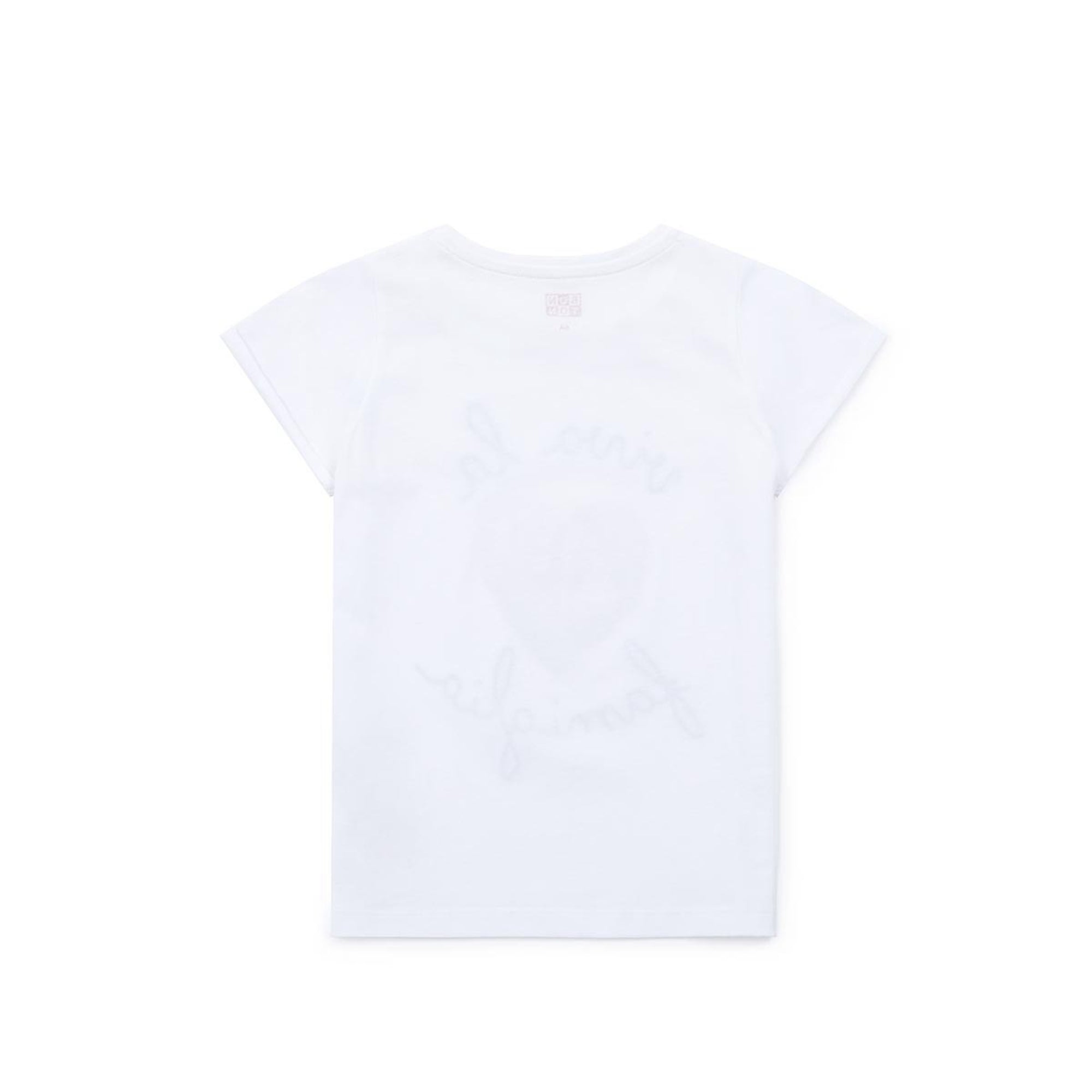 Girls White Heart Cotton T-shirt