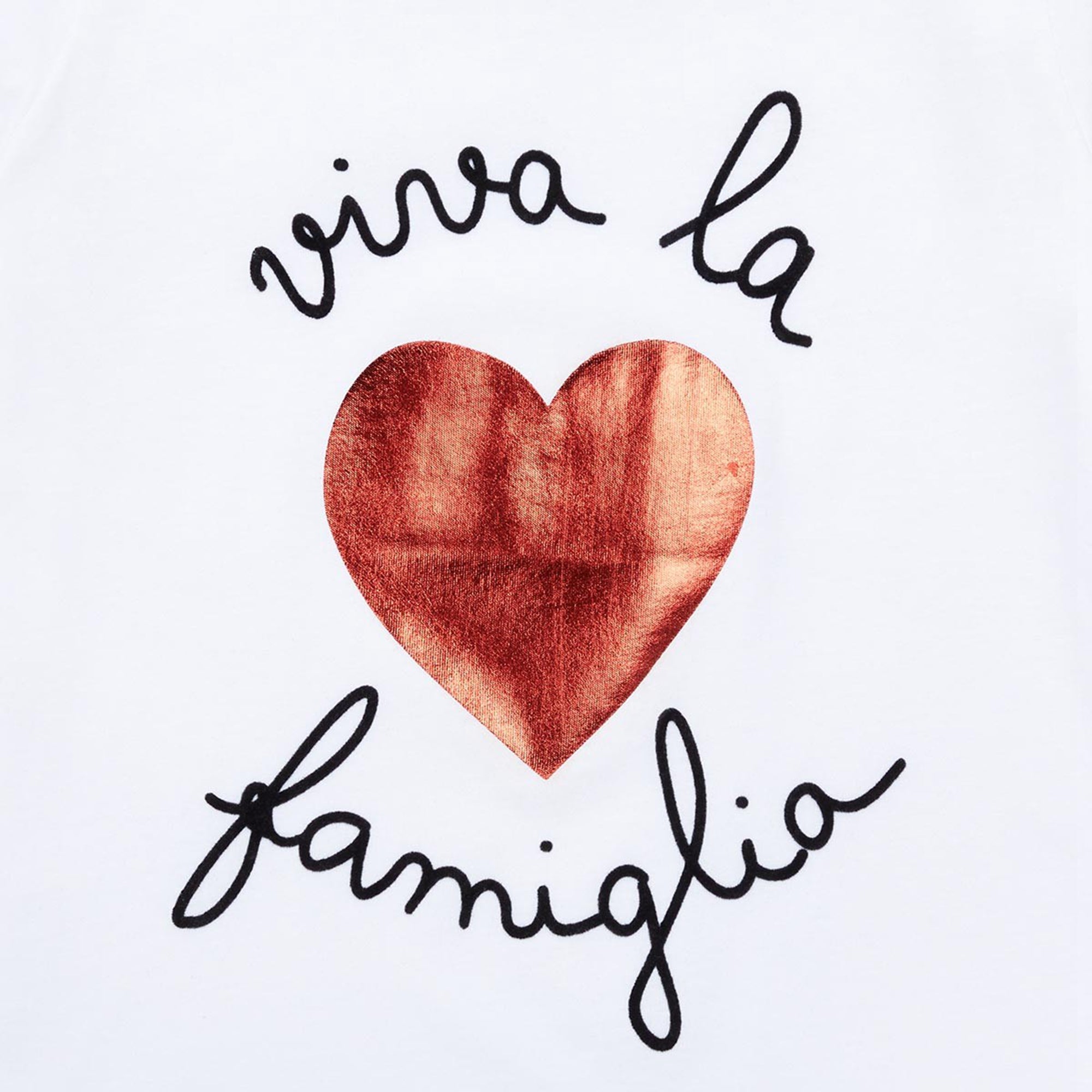 Girls White Heart Cotton T-shirt