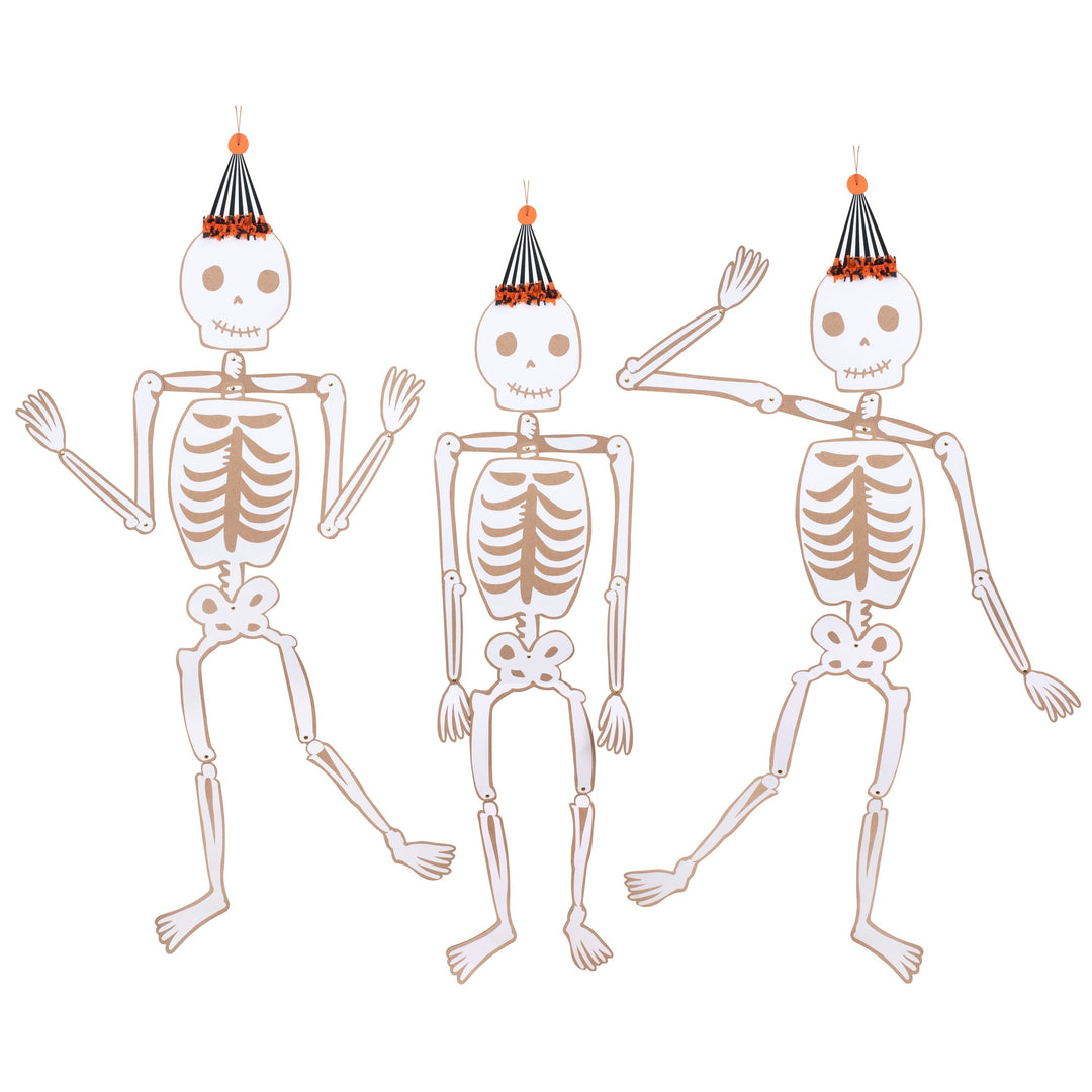 Vintage Giant Halloween Jointed Skeletons (3 Pack)